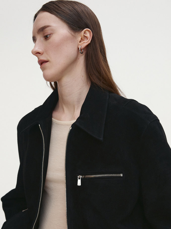 Tonywack - Suede Zip Blouson Jacket (Black) product image 1 | TRAB K-Fashion Australia