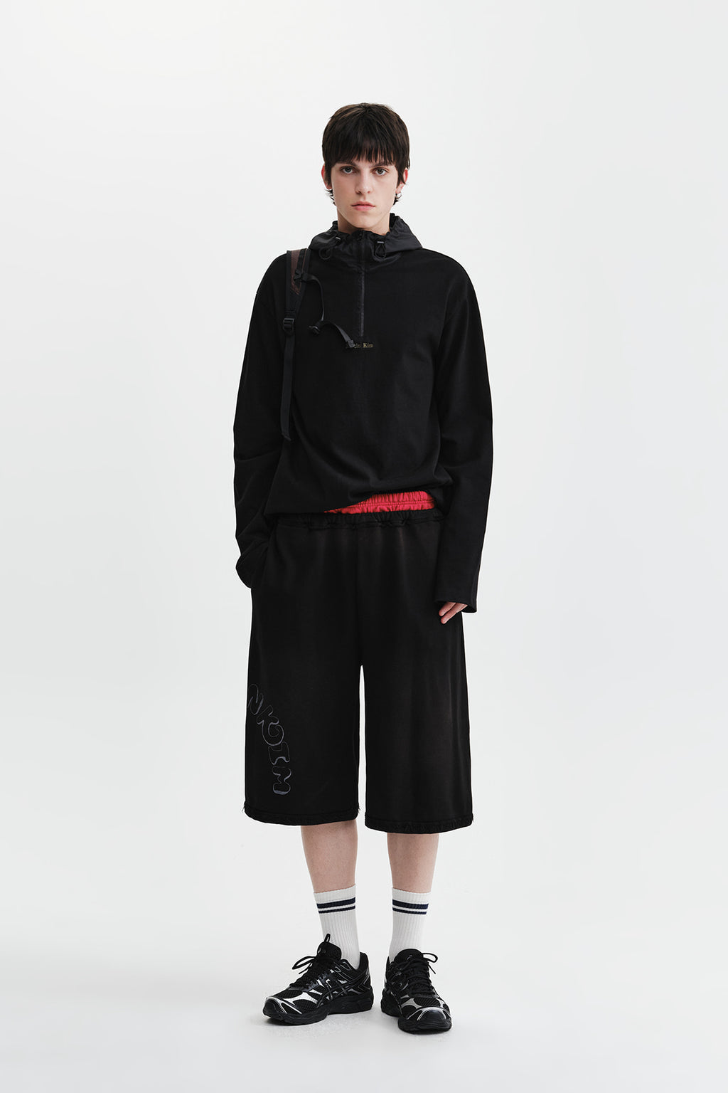 Matin Kim - Color Block Hoody Quarter Zip Up (Black) product image 10 | TRAB K-Fashion Australia