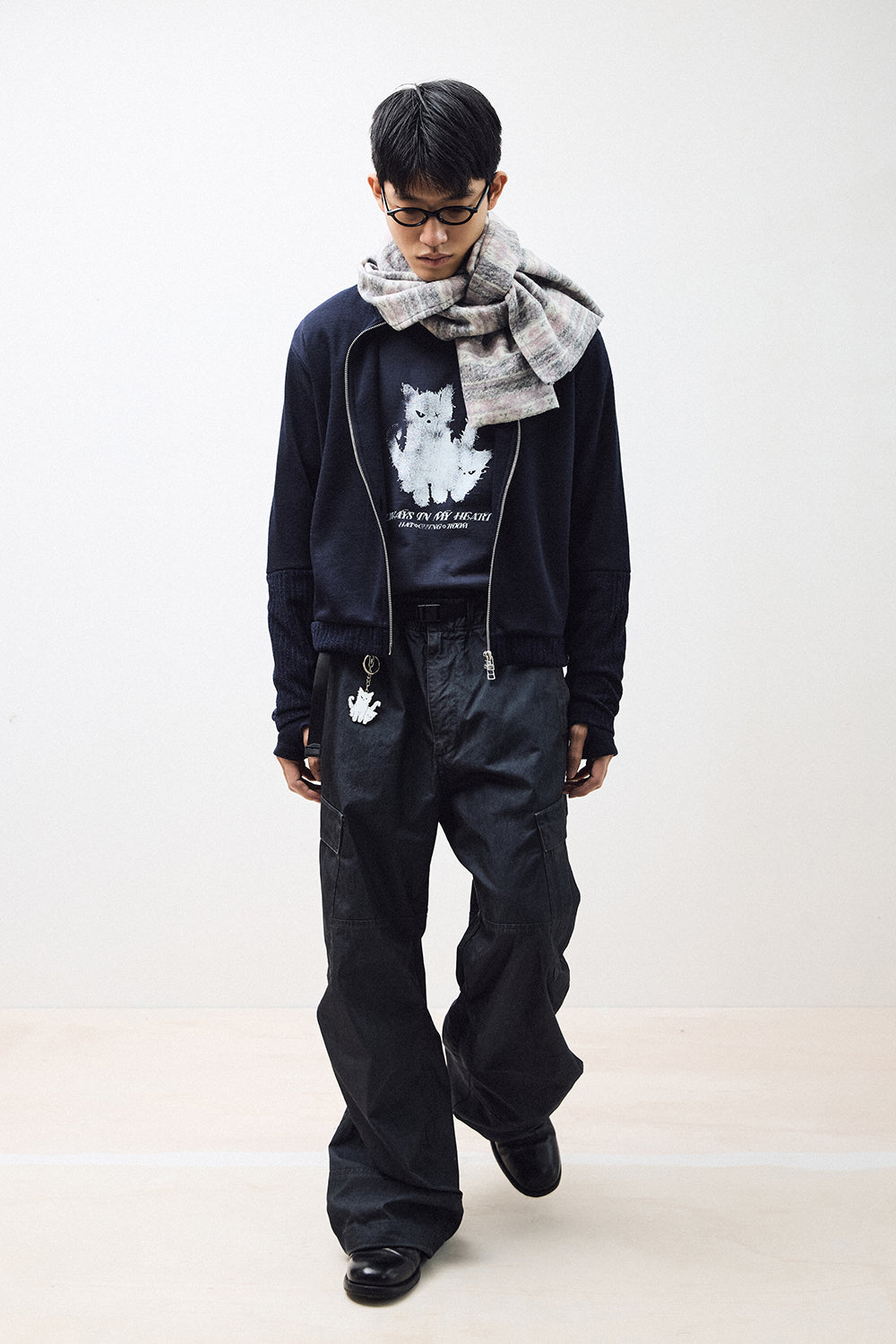 Hatchingroom - Double Sleeve Track Cardigan (Navy) product image 3 | TRAB K-Fashion Australia