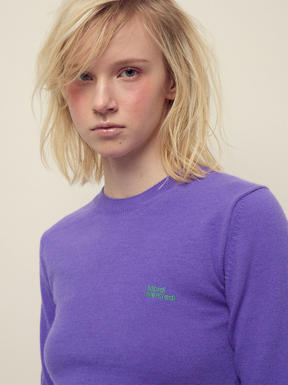 Mardi Mercredi - Cashmere Blended Top Short Sleeve Essential (Purple) product image 1 | TRAB K-Fashion Australia