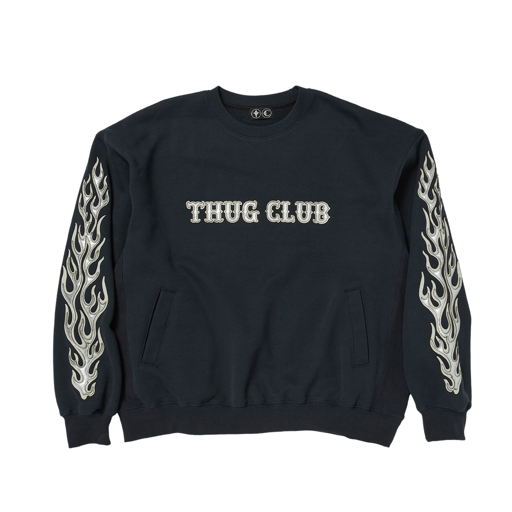 Thug Club - Leather Flame Sweatshirt (Navy) product image 1 | TRAB K-Fashion Australia