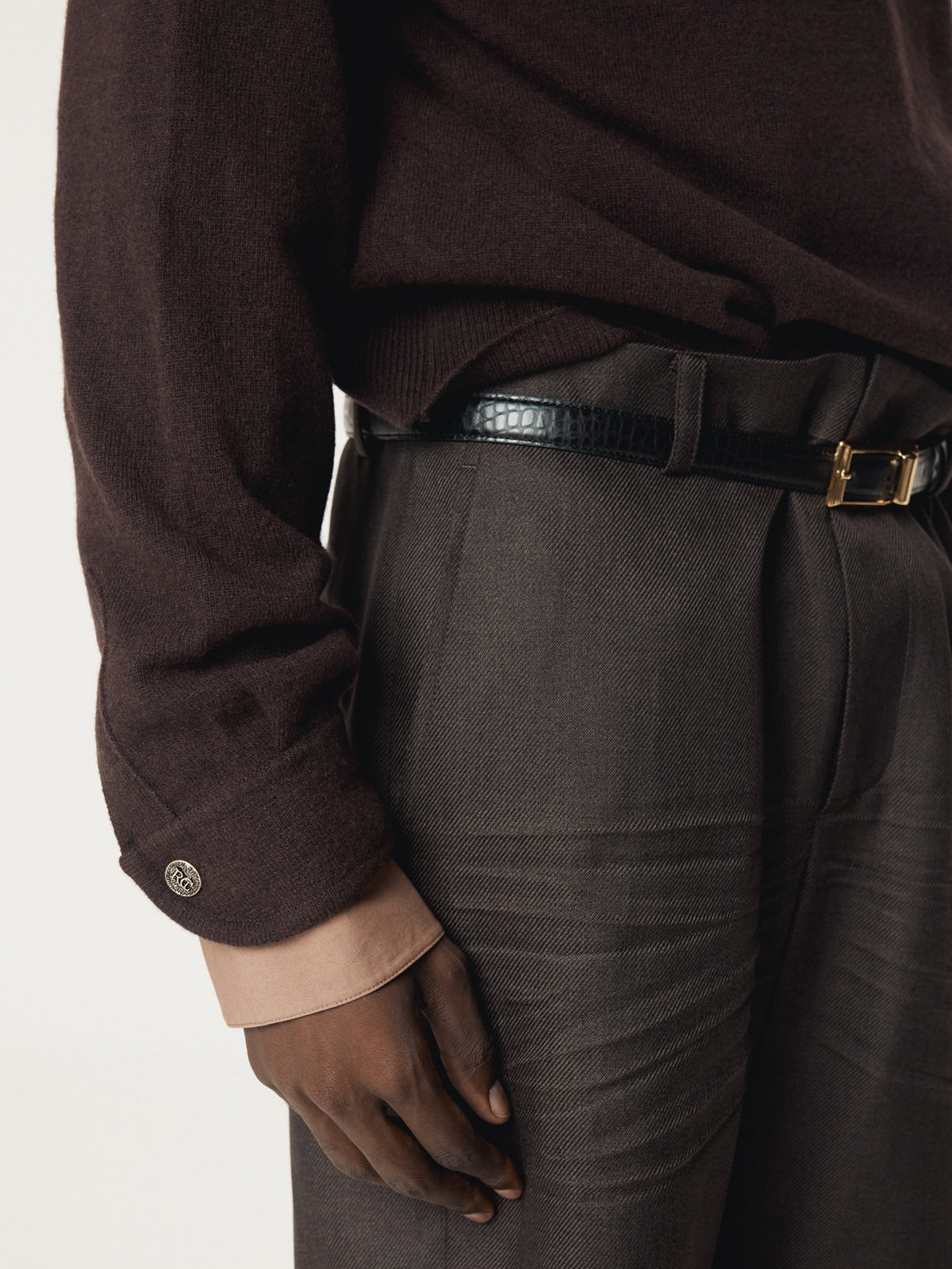 Recto - Shirt Cuffs Detail Knit Top (Dark Burgundy) product image 7 | TRAB K-Fashion Australia