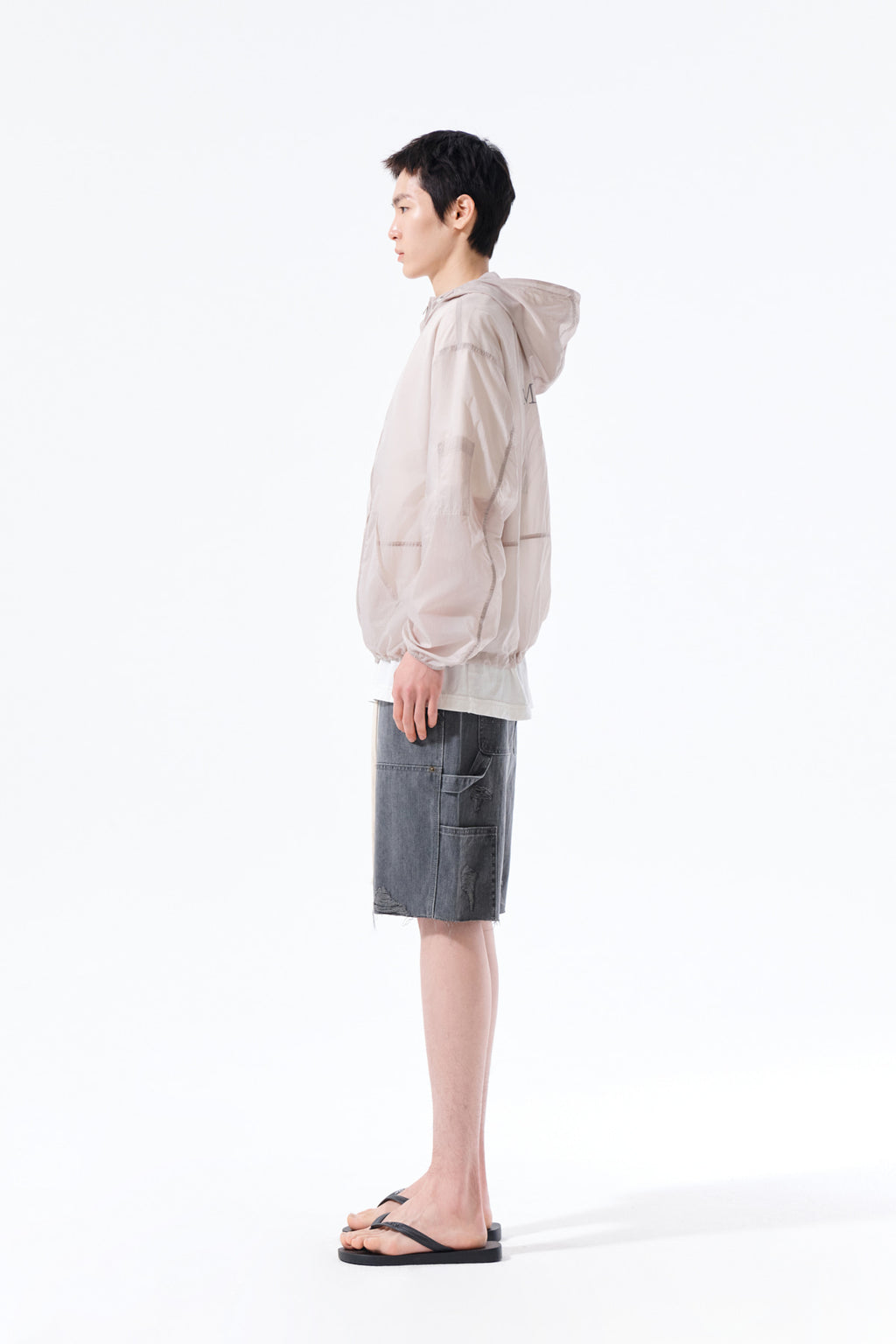 Matin Kim - Back Logo Hoody Windbreaker (Light Grey) product image 8 | TRAB K-Fashion Australia