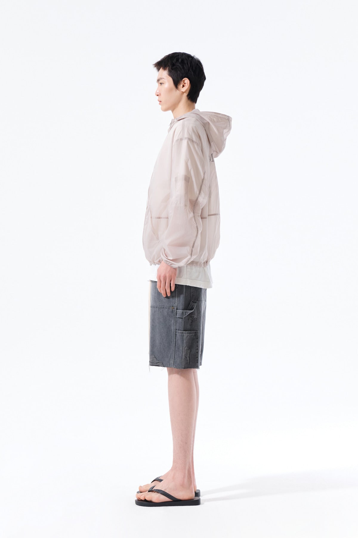 Matin Kim - Back Logo Hoody Windbreaker (Light Grey) product image 8 | TRAB K-Fashion Australia