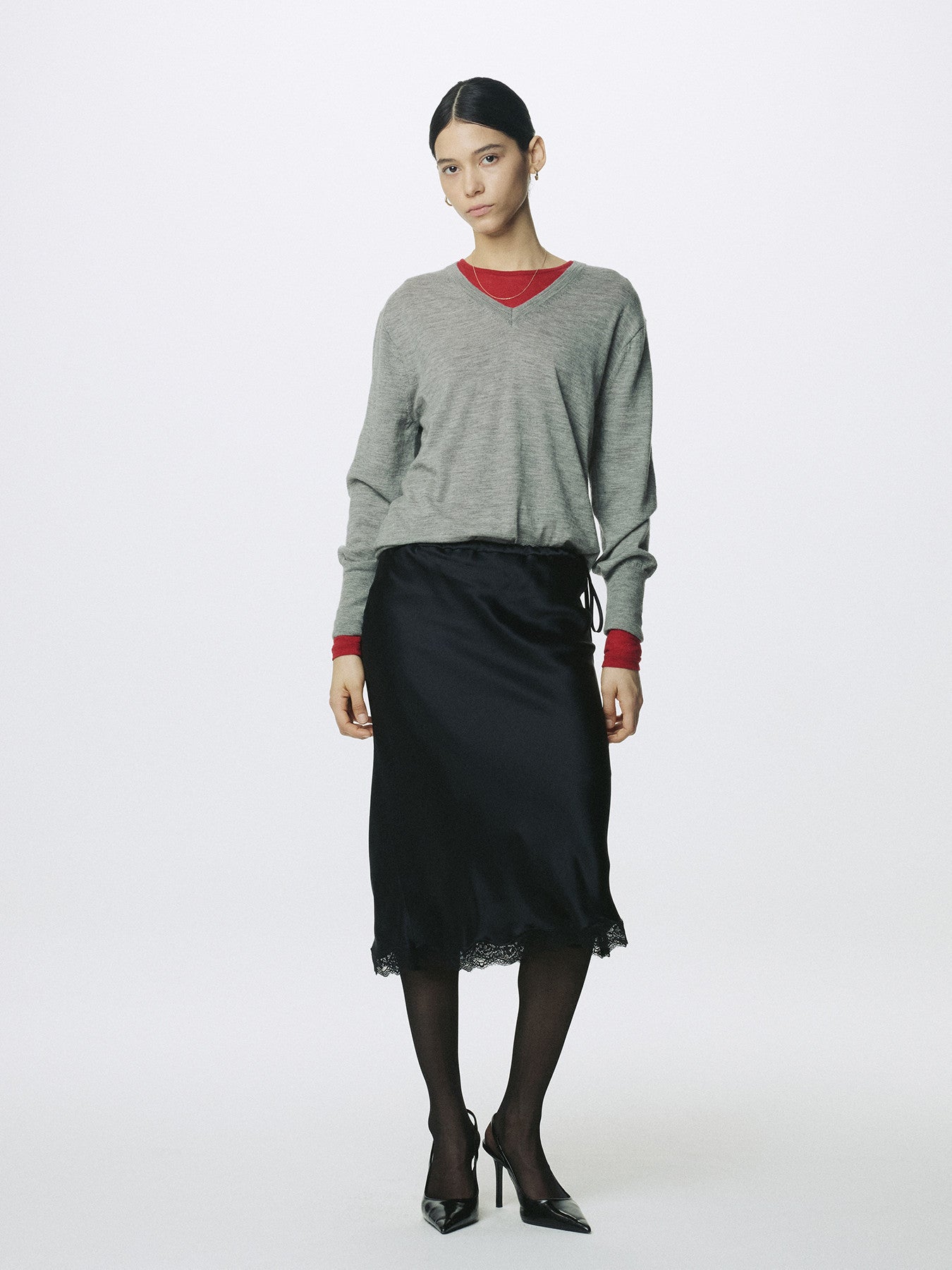 Tonywack - Silk Midi Skirt (Black) product image 4 | TRAB K-Fashion Australia