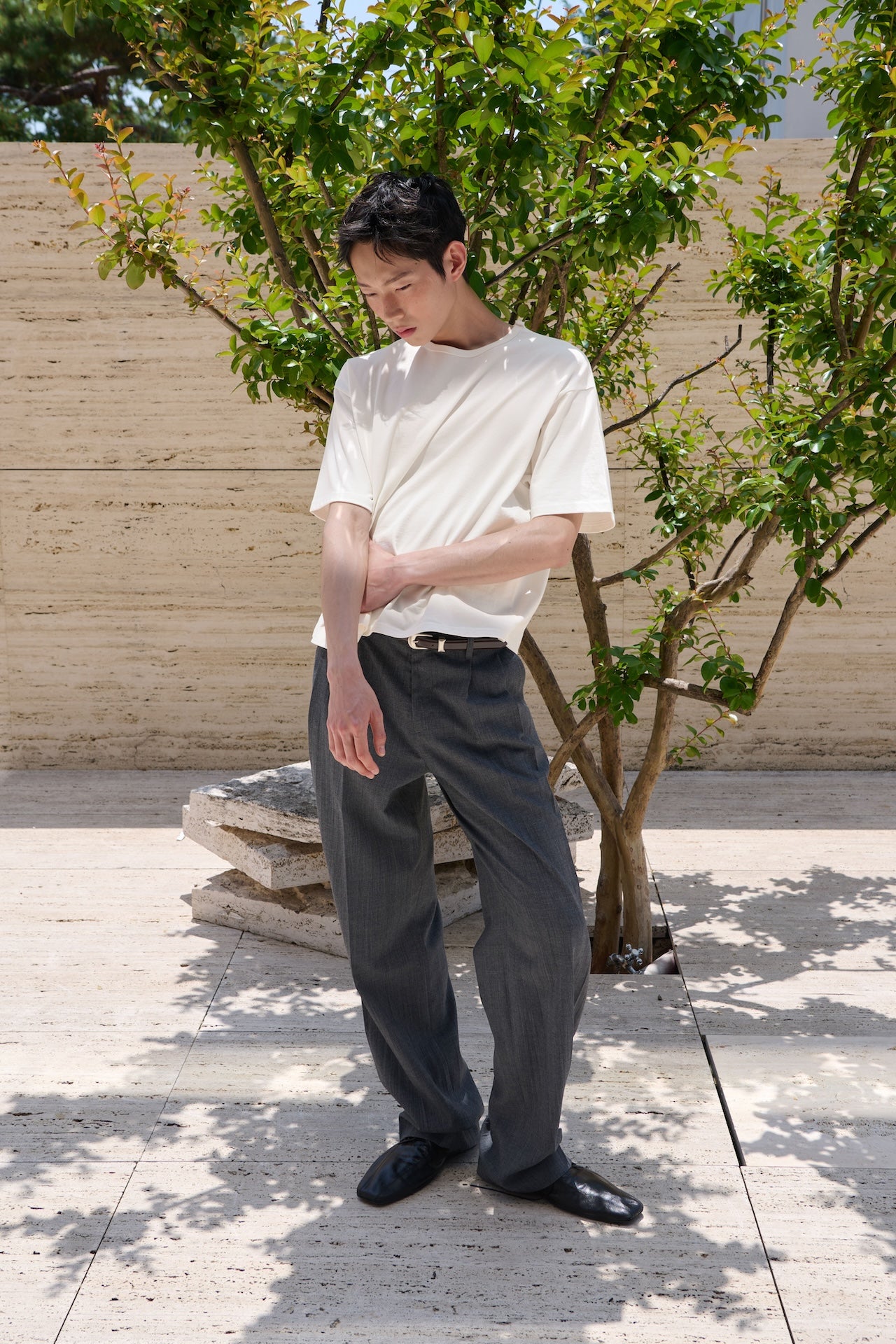 STU - Overlap Crop T-shirt (Ivory) product image 4 | TRAB K-Fashion Australia