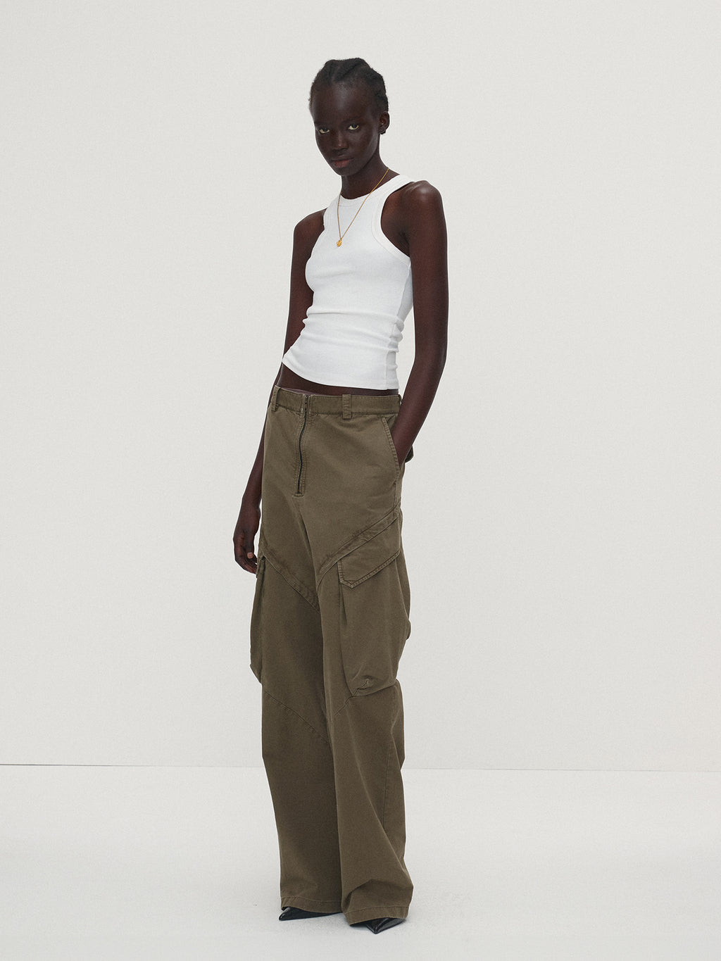 Tonywack - Garment-Dyed Gabardine Wide Cargo Pants (Olive) product image 1 | TRAB K-Fashion Australia