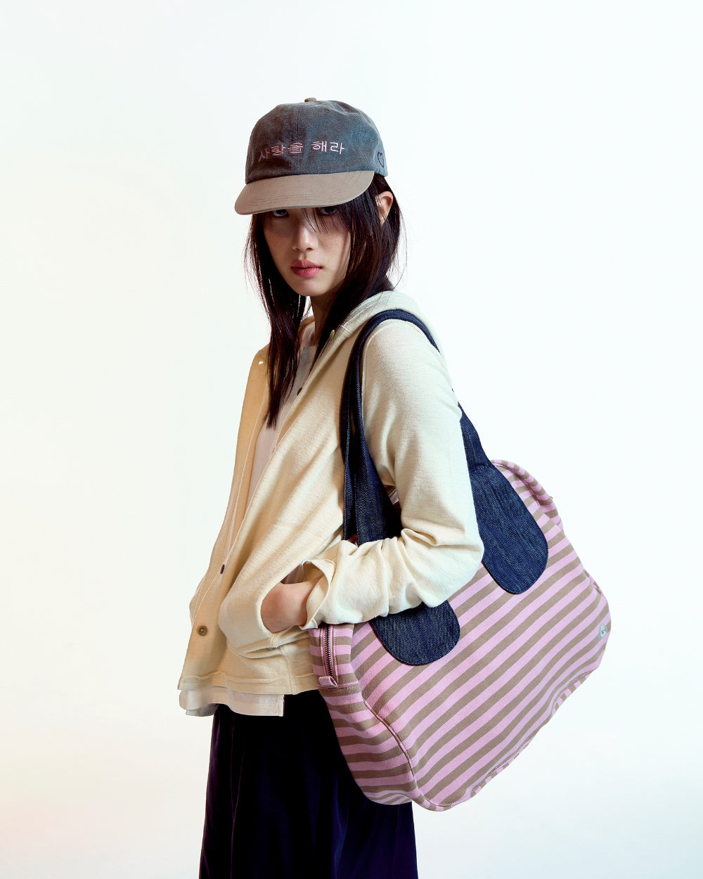 Coyseio - Ema Tiny Friends Stripe Bag (Pink Beige) product image 3 | TRAB K-Fashion Australia