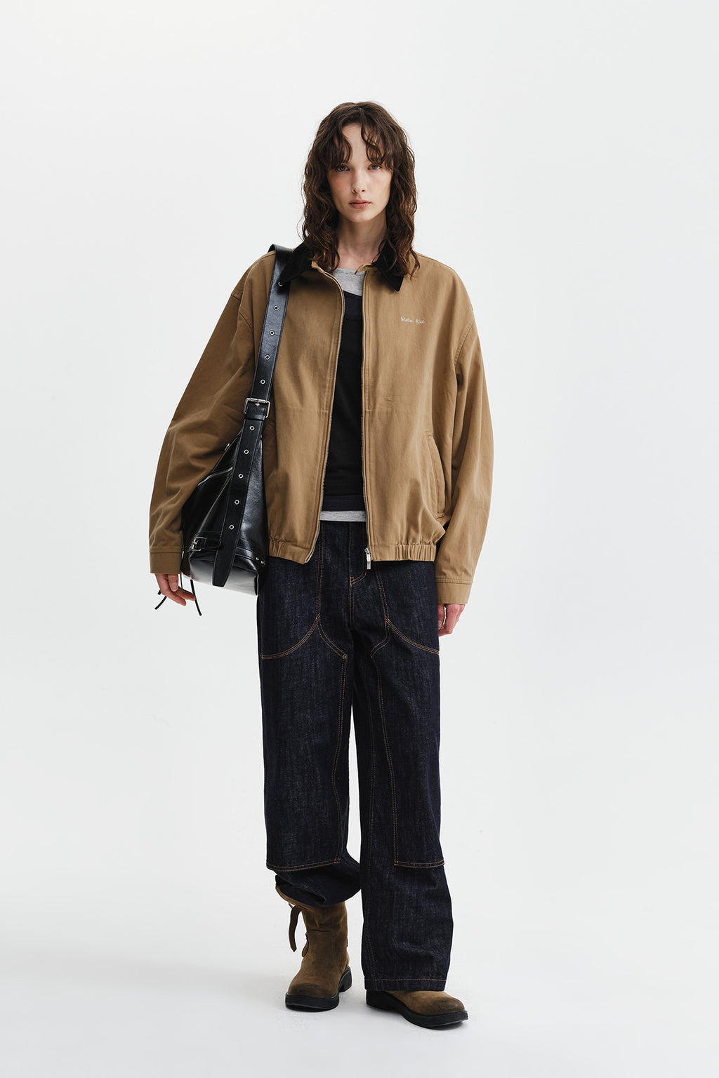 Matin Kim - Corduroy Contrast Trim Blouson Jumper (Beige) product image 10 | TRAB K-Fashion Australia