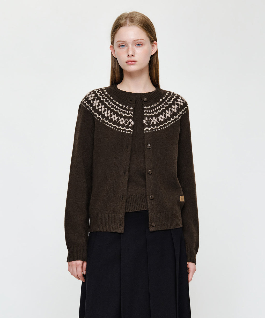 Marithe & Francois Girbaud - Small Classic Logo Nordic Cardigan Set Up (Brown) product image 1 | TRAB K-Fashion Australia