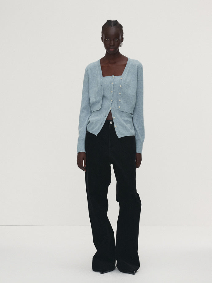 Tonywack - Merino Wool Cropped Cardigan (Sky Blue) product image 2 | TRAB K-Fashion Australia