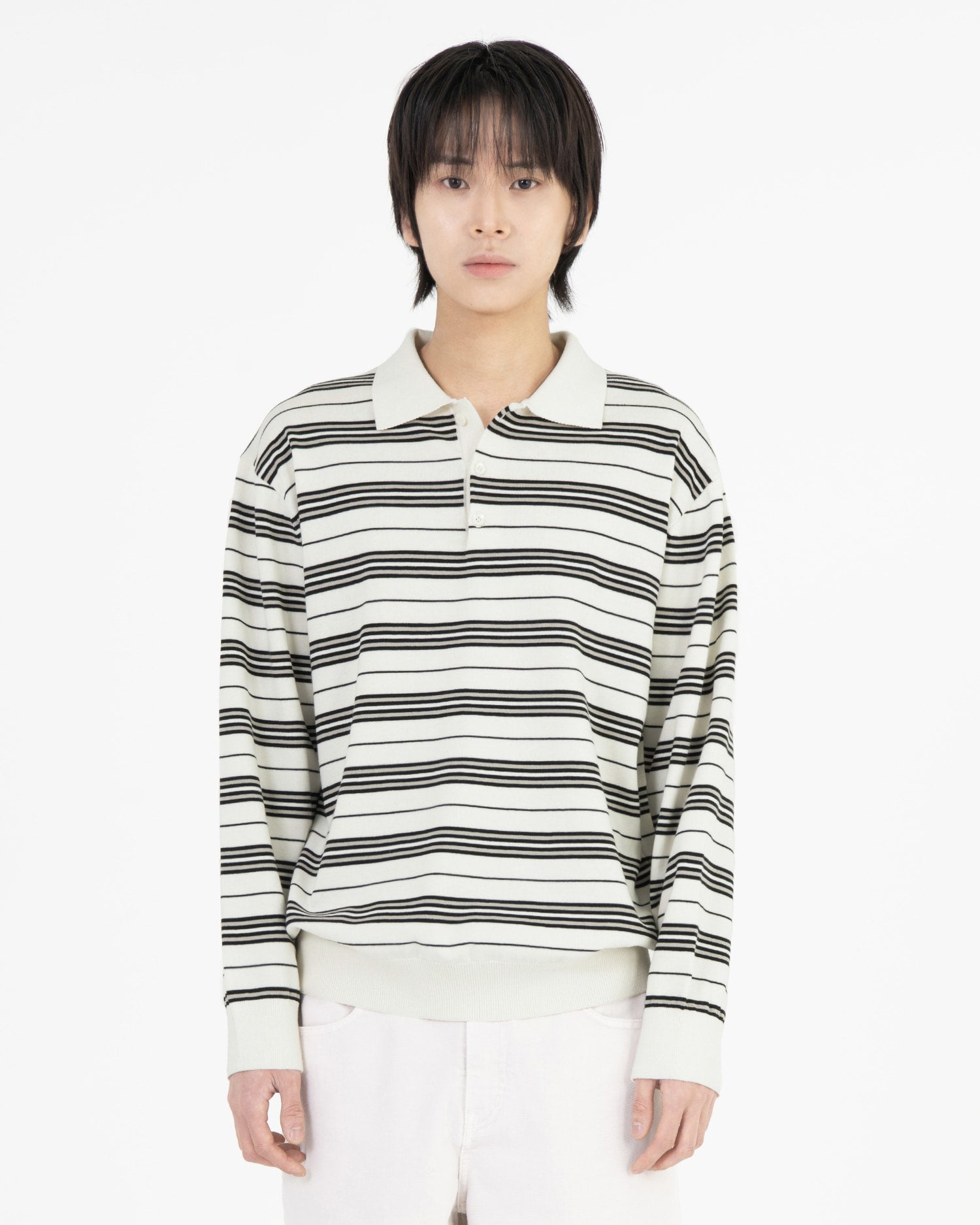 Brownyard - Stripe Knit Pique (Ivory) product image 2 | TRAB K-Fashion Australia
