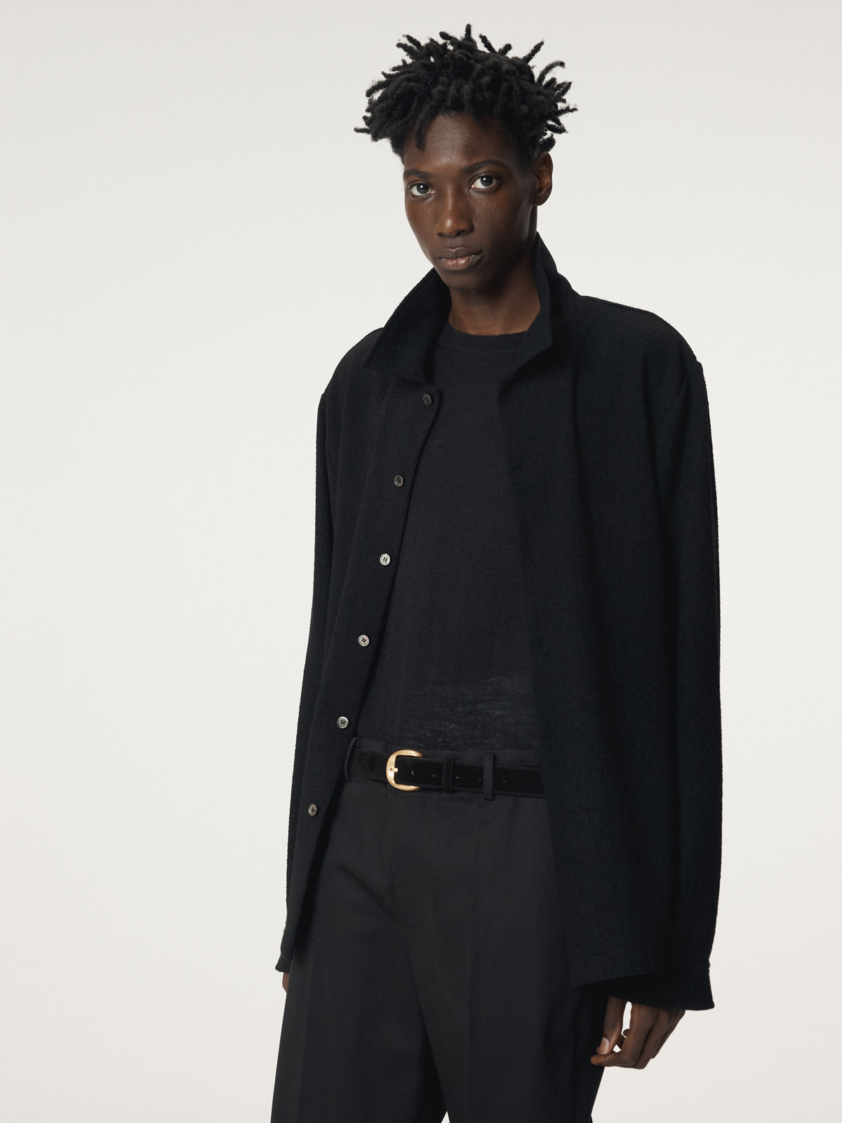 Recto - Wool Tweed Soft Shirt (Black) product image 6 | TRAB K-Fashion Australia