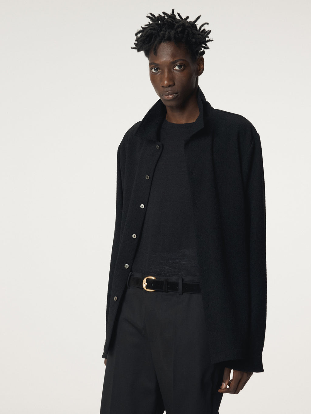 Recto - Wool Tweed Soft Shirt (Black) product image 6 | TRAB K-Fashion Australia