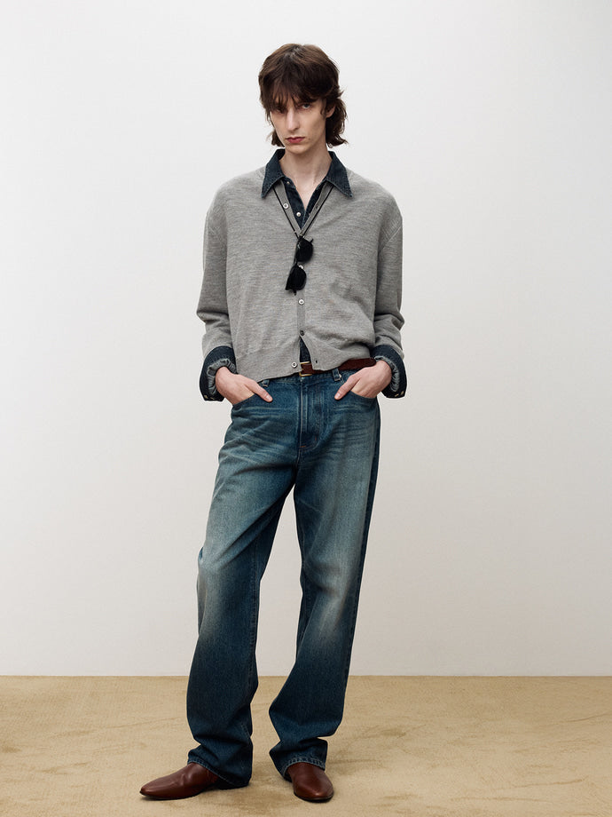 Tonywack - Super Fine Wool Crew-Neck Cardigan (Grey) product image 4 | TRAB K-Fashion Australia