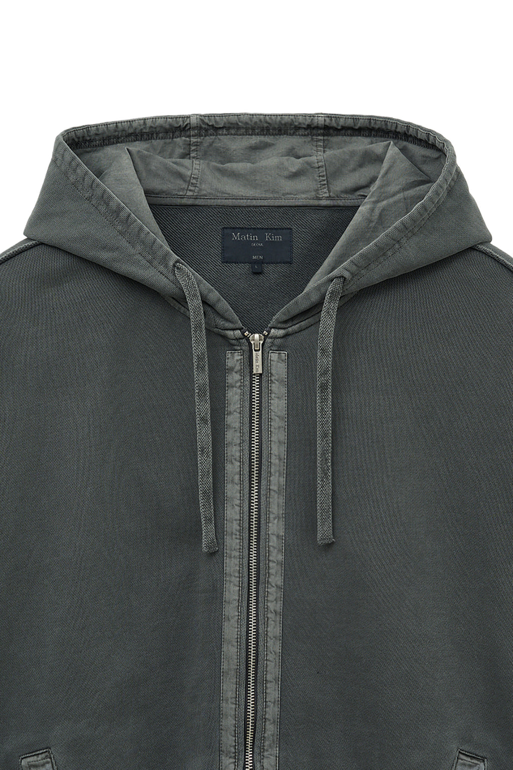 Matin Kim - Back Logo Pigment Dyed Zip Up Hoody (Charcoal) product image 4 | TRAB K-Fashion Australia