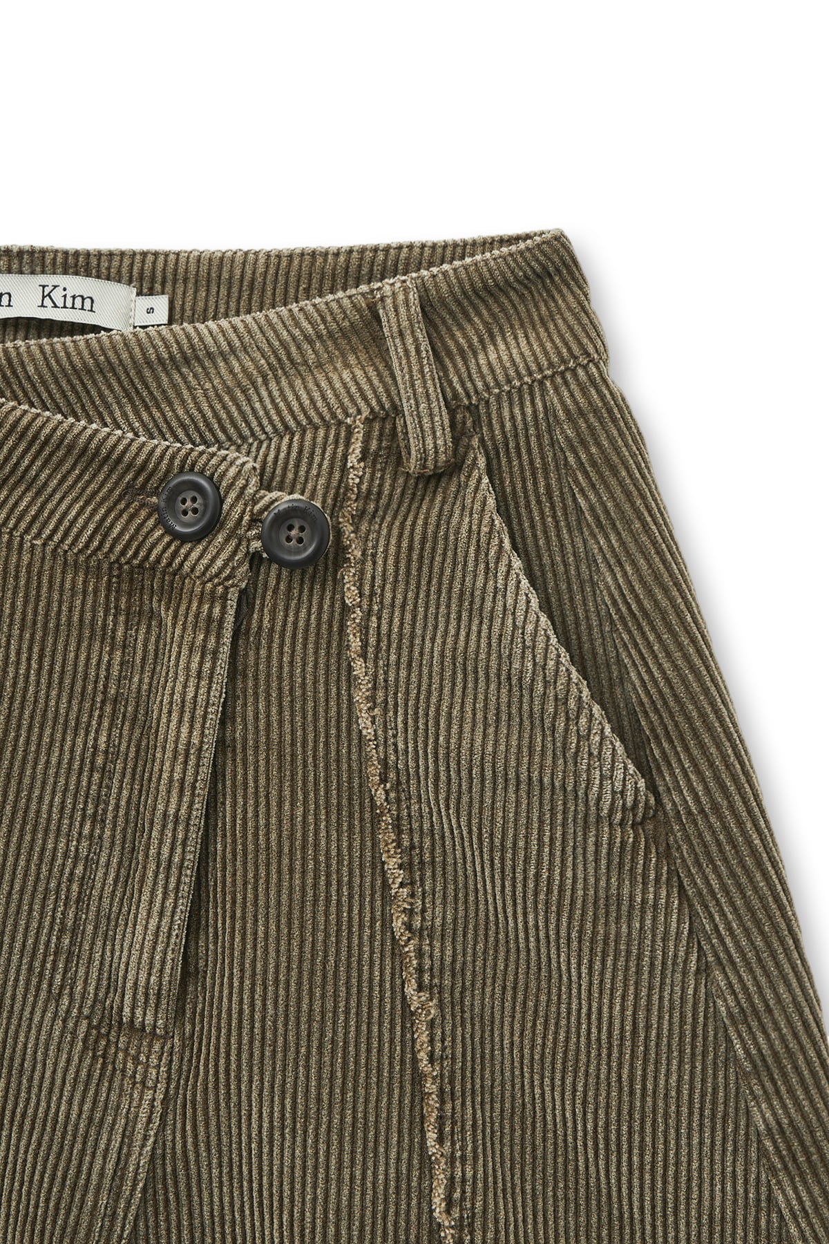 Matin Kim - Washed Corduroy Wrap Skirt (Khaki) product image 5 | TRAB K-Fashion Australia