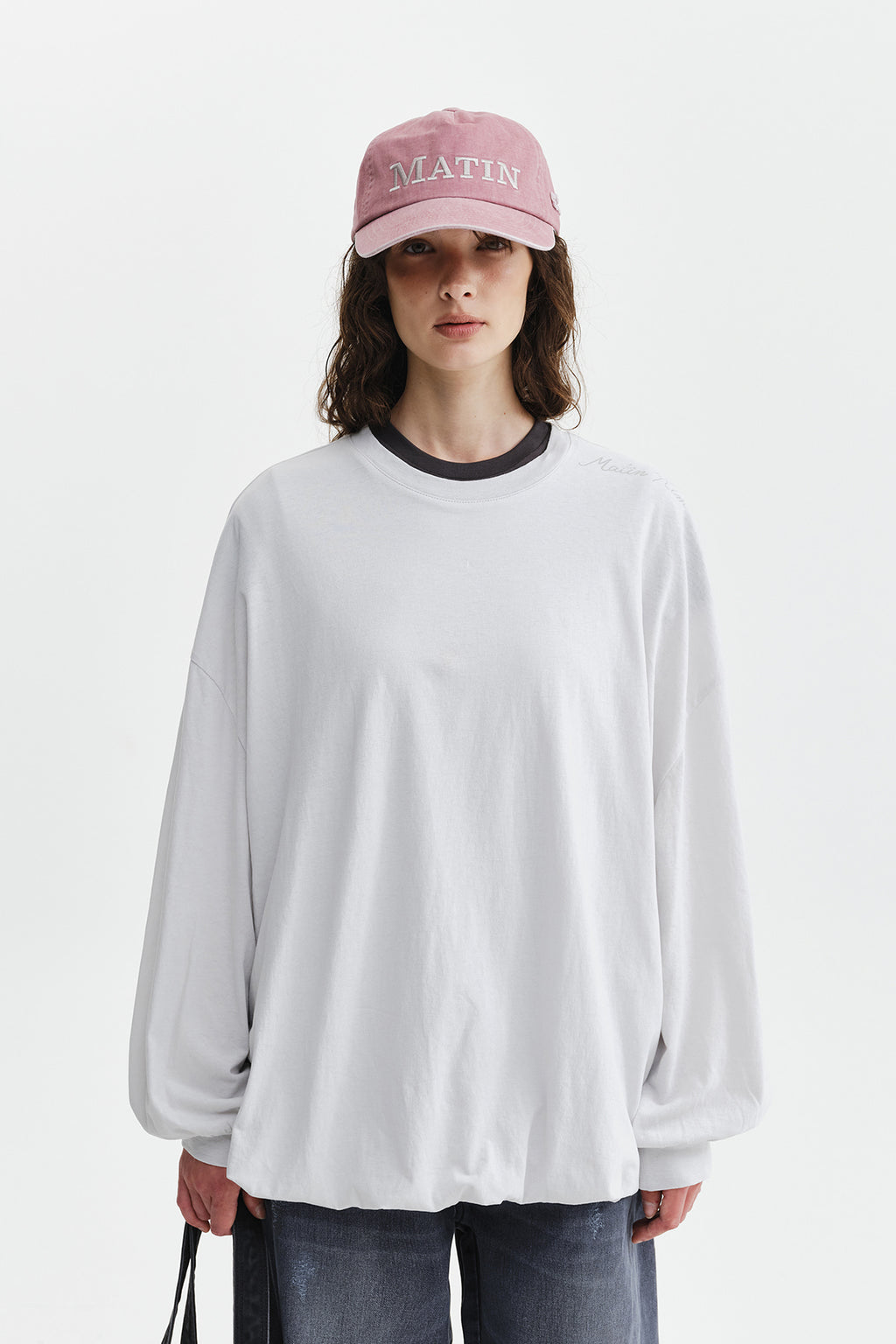 Matin Kim - Blouson Hem Overfit Top (Light Grey) product image 11 | TRAB K-Fashion Australia