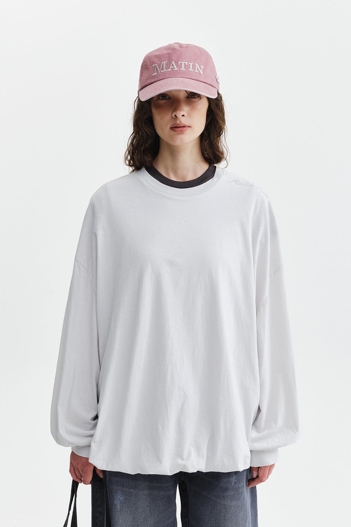 Matin Kim - Blouson Hem Overfit Top (Light Grey) product image 11 | TRAB K-Fashion Australia