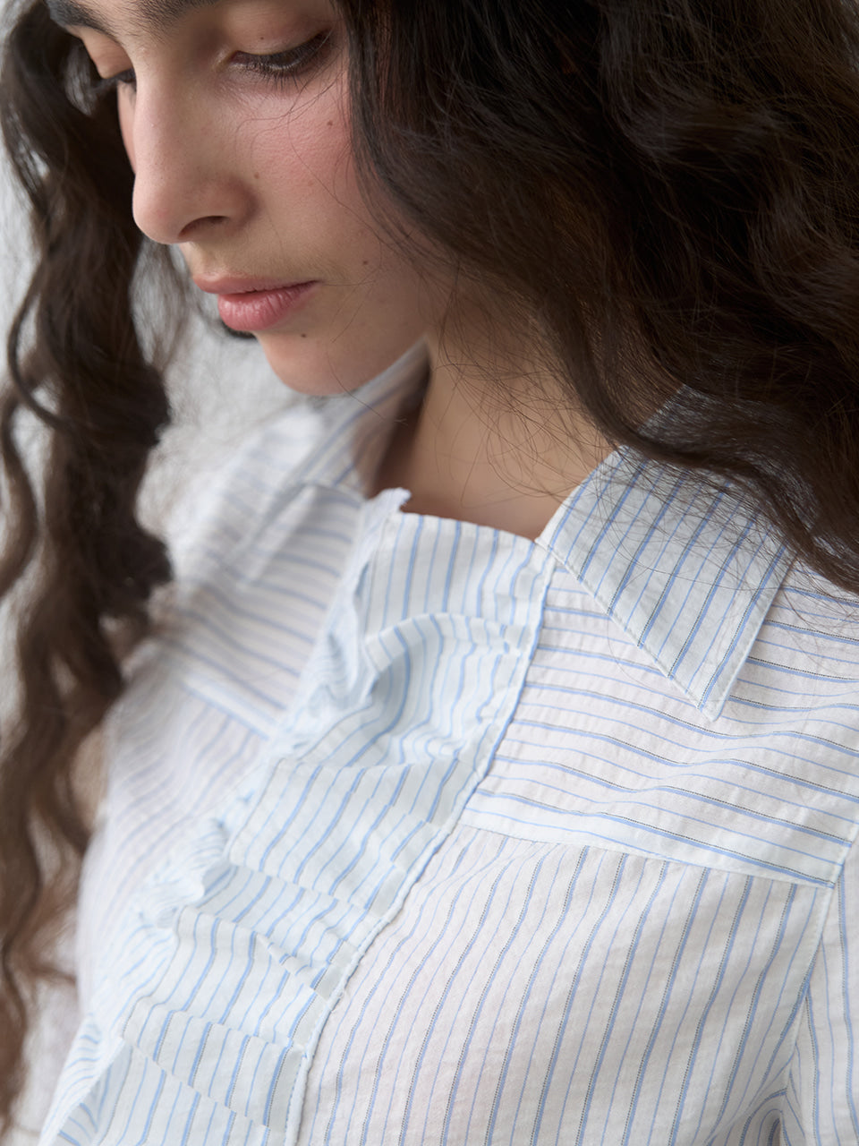 Kijun - Ruffle Detail Shirt (Sky Blue) product image 8 | TRAB K-Fashion Australia