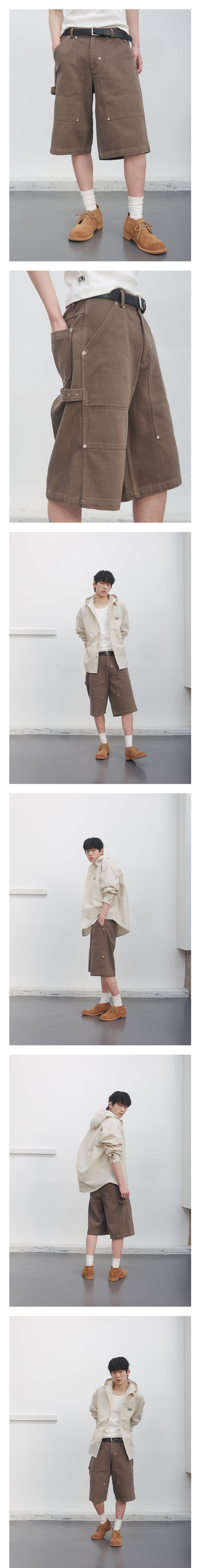 Kijun - Rivet Edge Bermuda Shorts (Beige) product image 1 | TRAB K-Fashion Australia