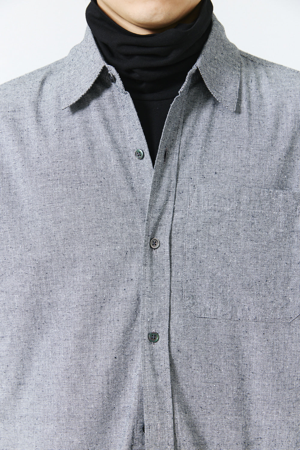 Hatchingroom - Regular Shirt Silk Nep Houndstooth (Black) product image 12 | TRAB K-Fashion Australia