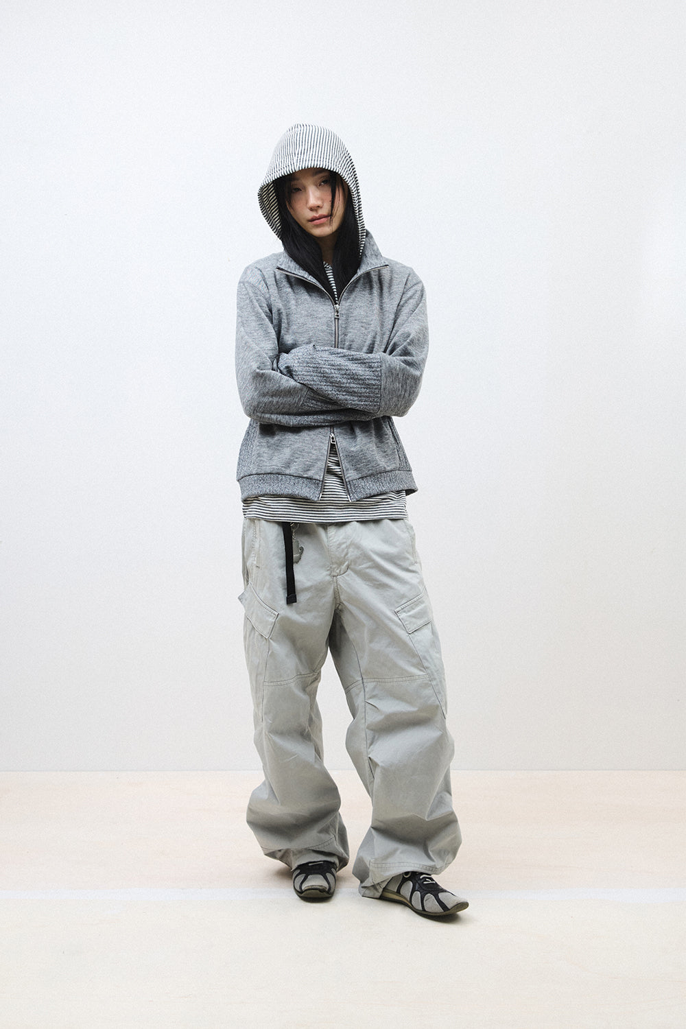 Hatchingroom - Double Sleeve Track Cardigan (M.Grey) product image 5 | TRAB K-Fashion Australia