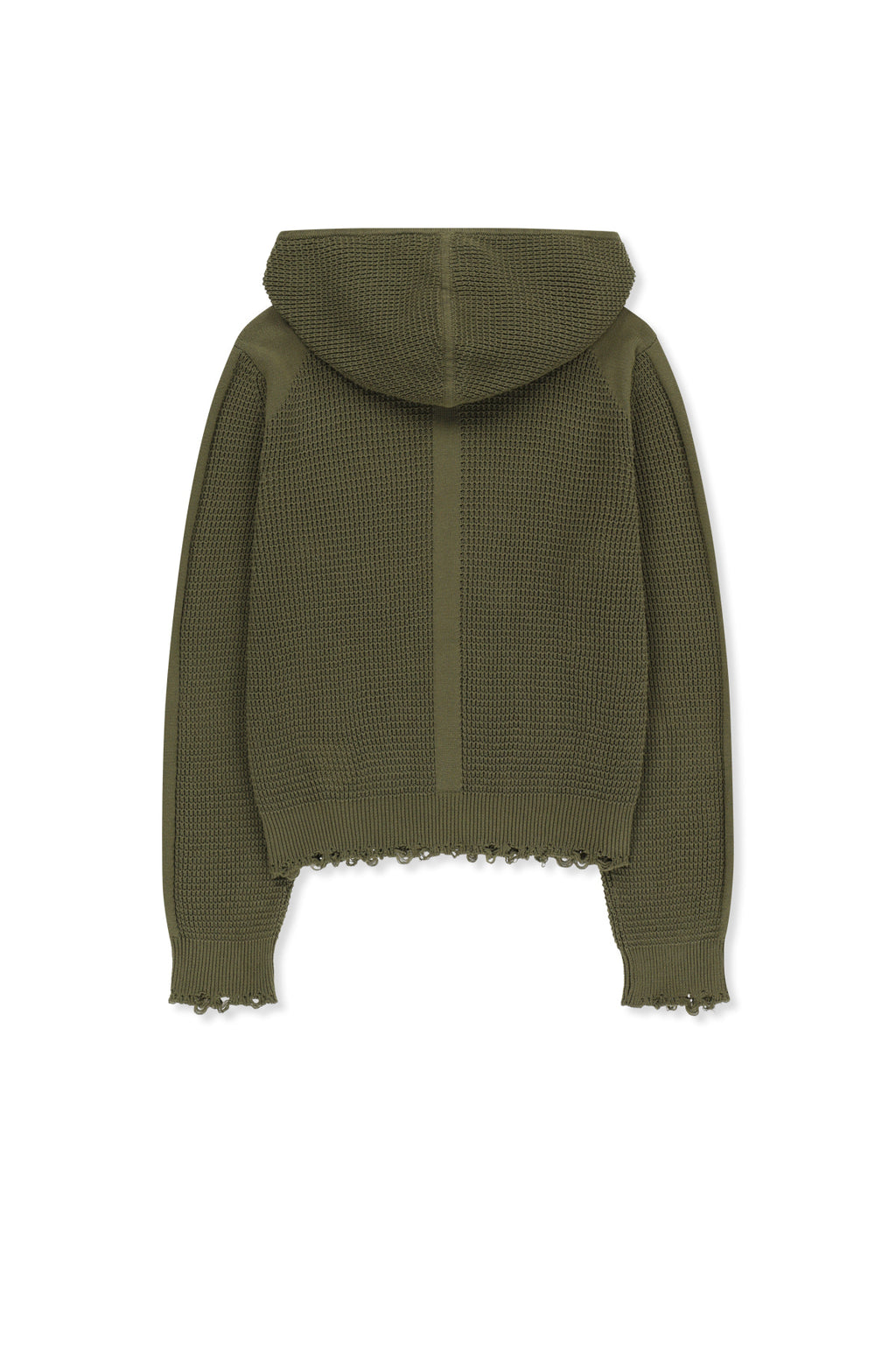 Matin Kim - Waffle Texture Hoody Knit Zip Up (Khaki) product image 2 | TRAB K-Fashion Australia