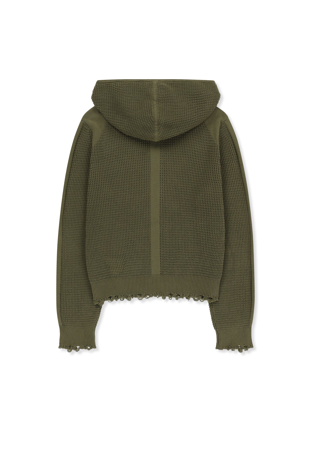 Matin Kim - Waffle Texture Hoody Knit Zip Up (Khaki) product image 2 | TRAB K-Fashion Australia