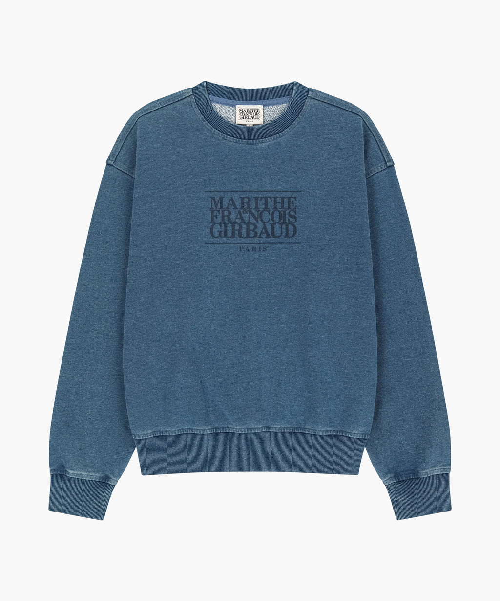 Marithe & Francois Girbaud - Crack Classic Logo Dyeing Oversized Sweatshirt (Blue) product image 5 | TRAB K-Fashion Australia