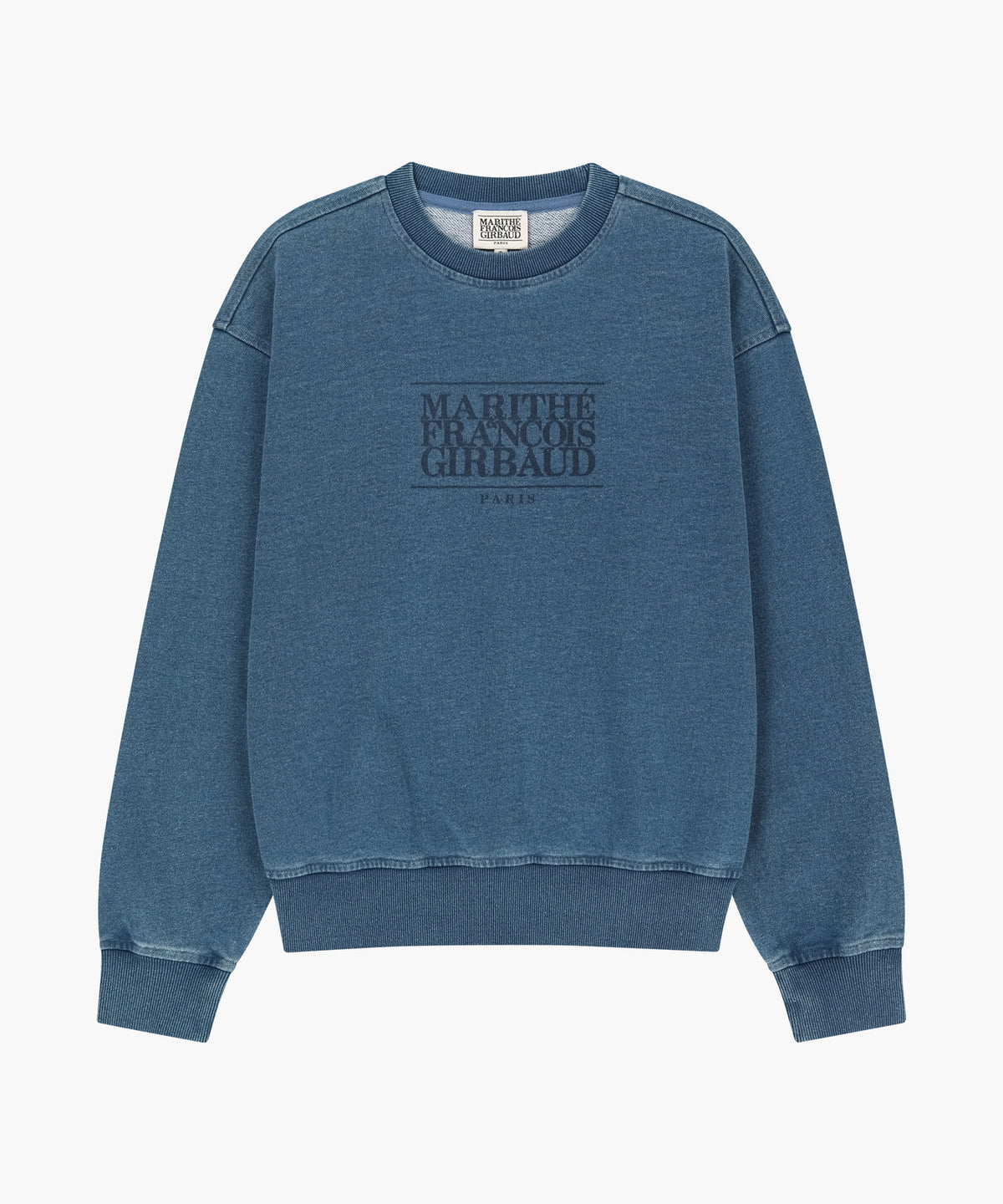 Marithe & Francois Girbaud - Crack Classic Logo Dyeing Oversized Sweatshirt (Blue) product image 5 | TRAB K-Fashion Australia