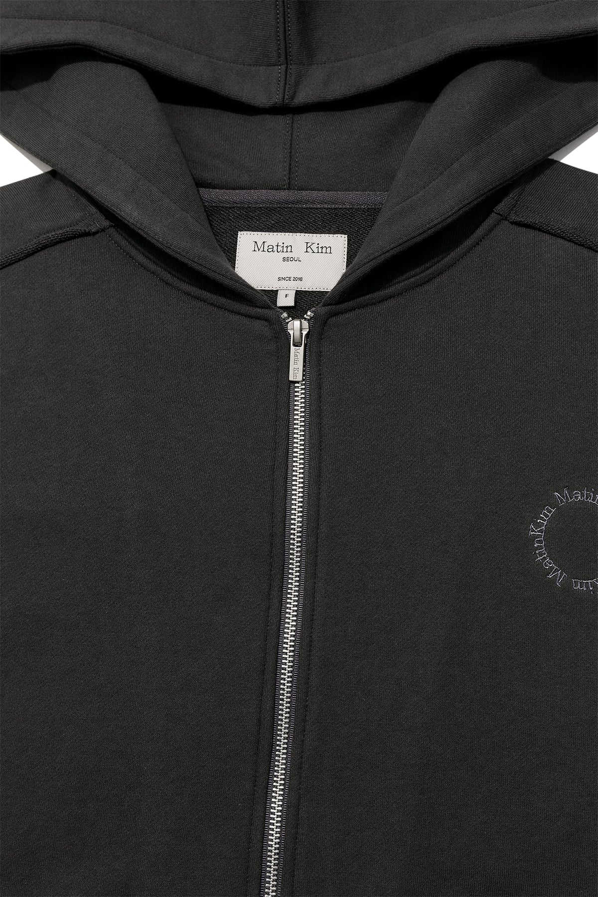 Matin Kim - Volume Pocket Hoody Zip Up (Charcoal) product image 4 | TRAB K-Fashion Australia