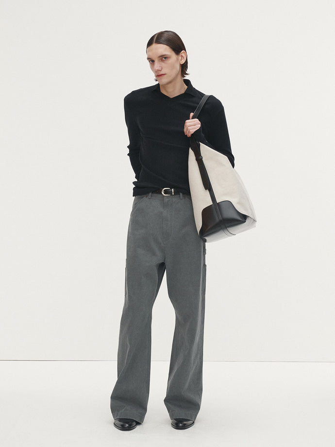 Tonywack - Washed Cotton Wide-Leg Work Pants (Rhino) product image 2 | TRAB K-Fashion Australia