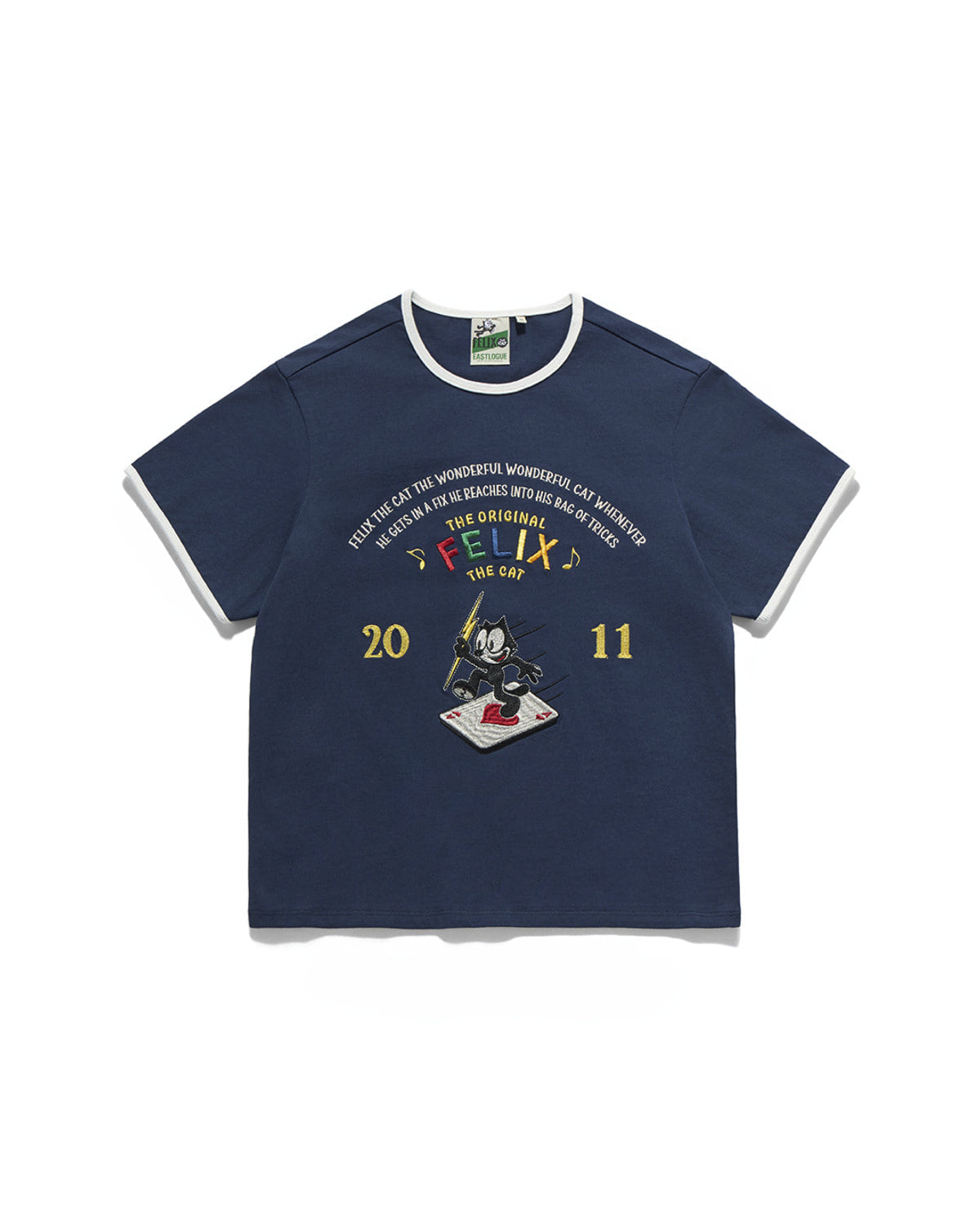 Eastlogue - Felix Souvenir Embroidered Ringer T-shirts (Navy & Off White) product image 1 | TRAB K-Fashion Australia