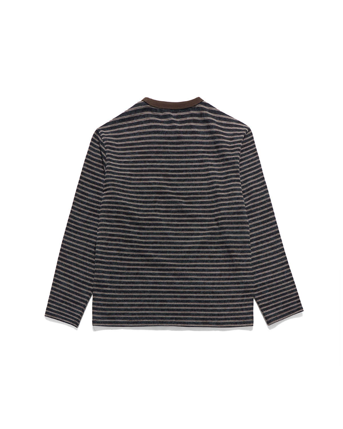 Eastlogue - Bleached Stripe Pocket L.s T-shirts (Navy & Brown Stripe) product image 6 | TRAB K-Fashion Australia
