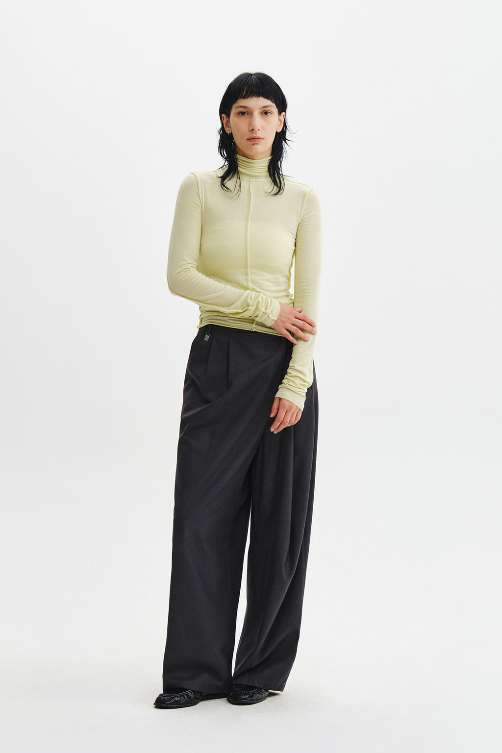 Matin Kim - Raw Cut High Neck Top (Lime) product image 11 | TRAB K-Fashion Australia
