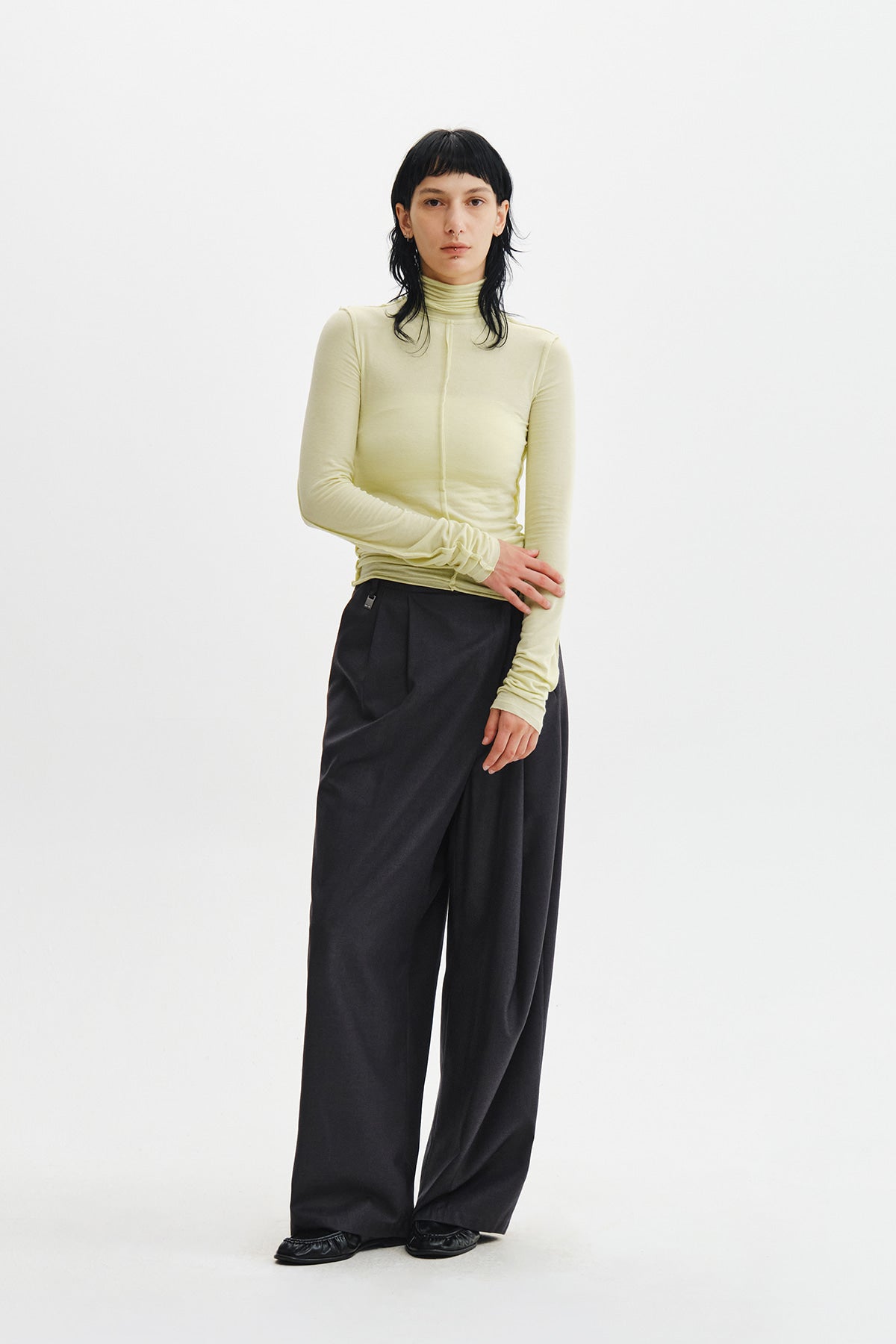 Matin Kim - Raw Cut High Neck Top (Lime) product image 11 | TRAB K-Fashion Australia