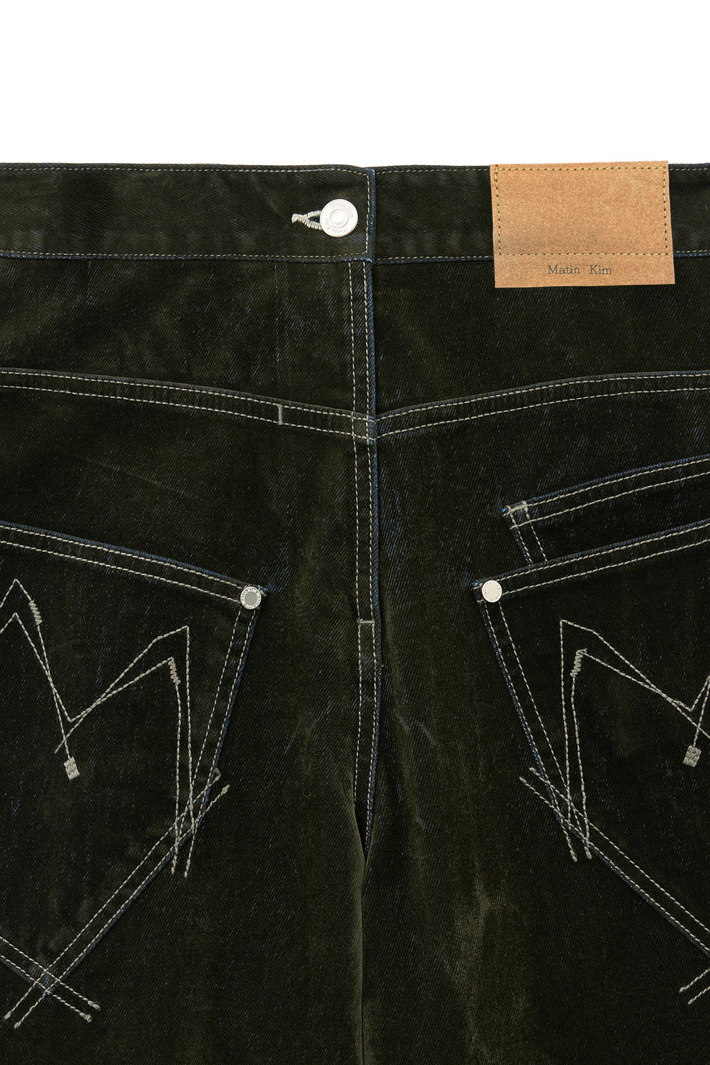 Matin Kim - Reverse Velvet Wide Denim Pants (Khaki) product image 4 | TRAB K-Fashion Australia