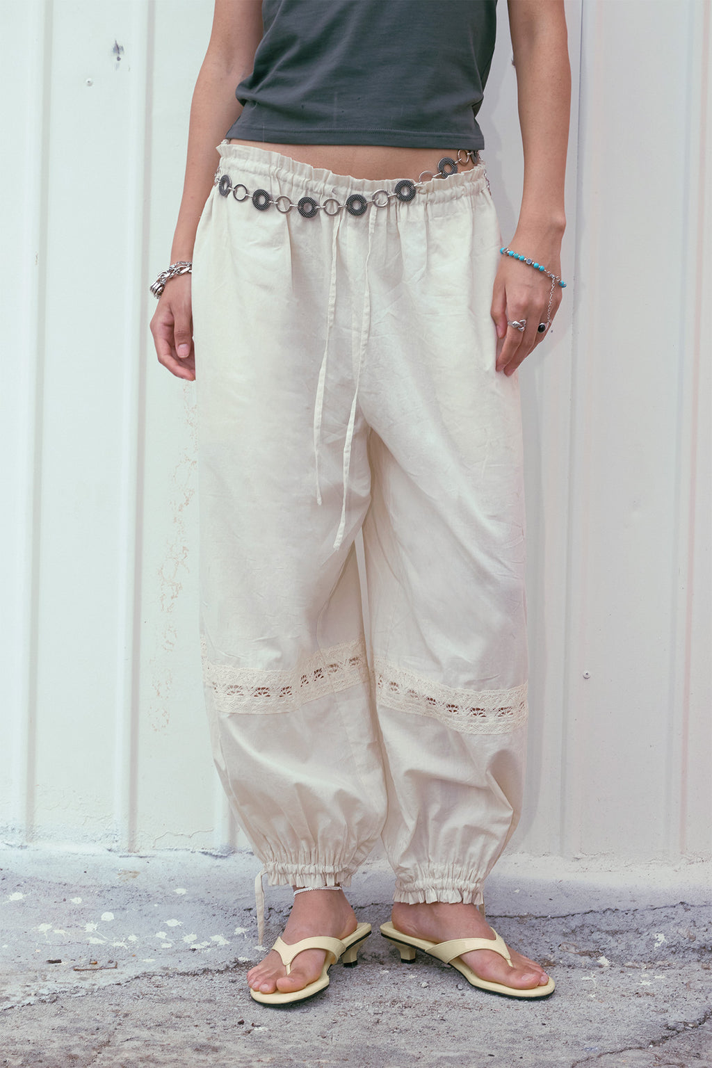Deinet - Lace Detailed Balloon Pants (Oatmeal) product image 9 | TRAB K-Fashion Australia