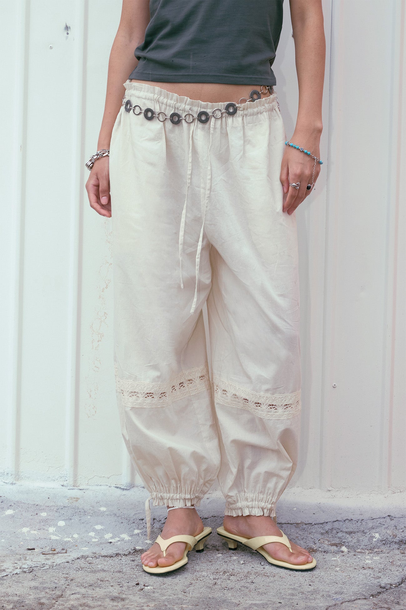 Deinet - Lace Detailed Balloon Pants (Oatmeal) product image 9 | TRAB K-Fashion Australia