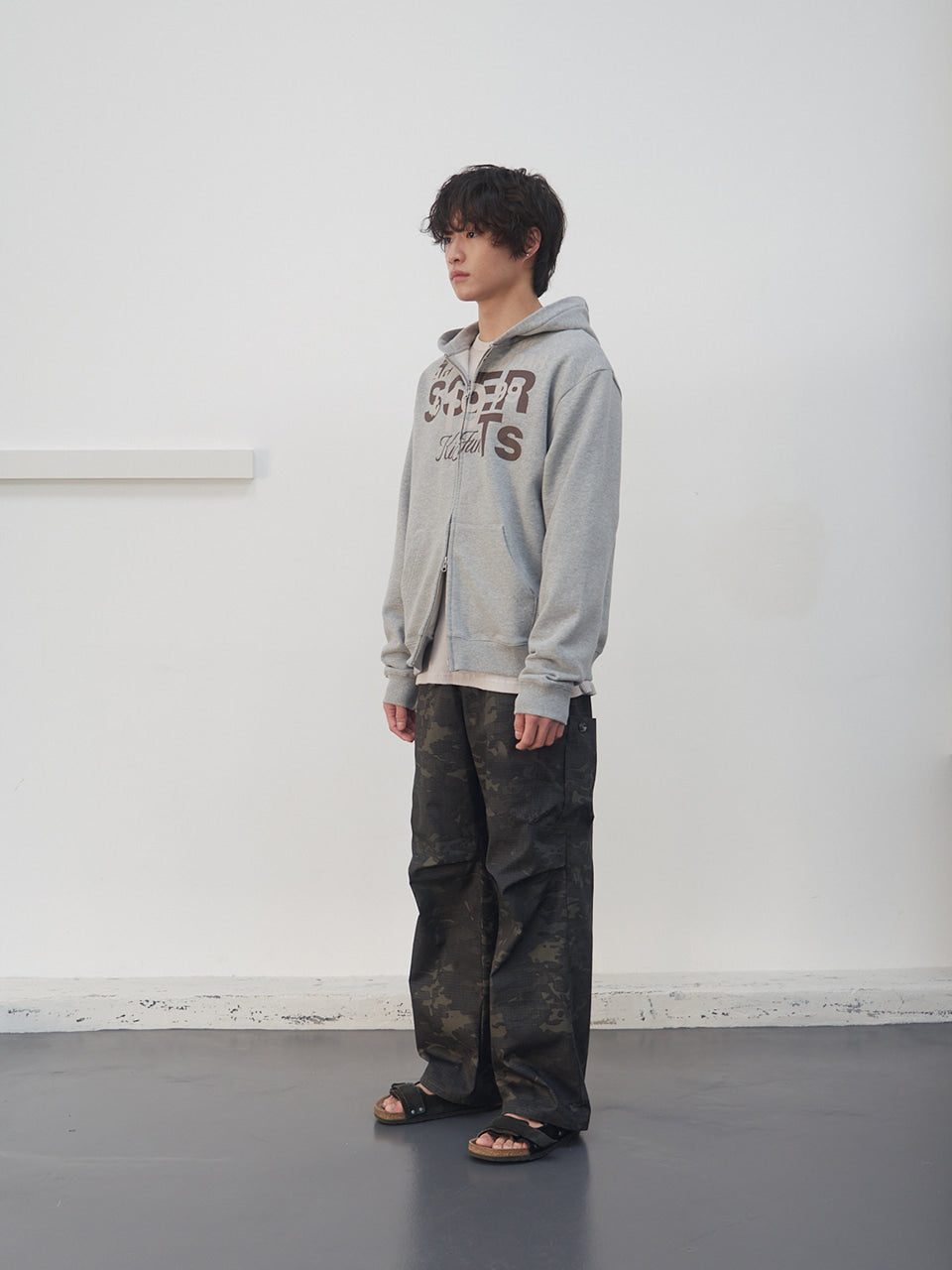 Kijun - Grocery Hoodie Zip-up (Melange Grey) product image 4 | TRAB K-Fashion Australia