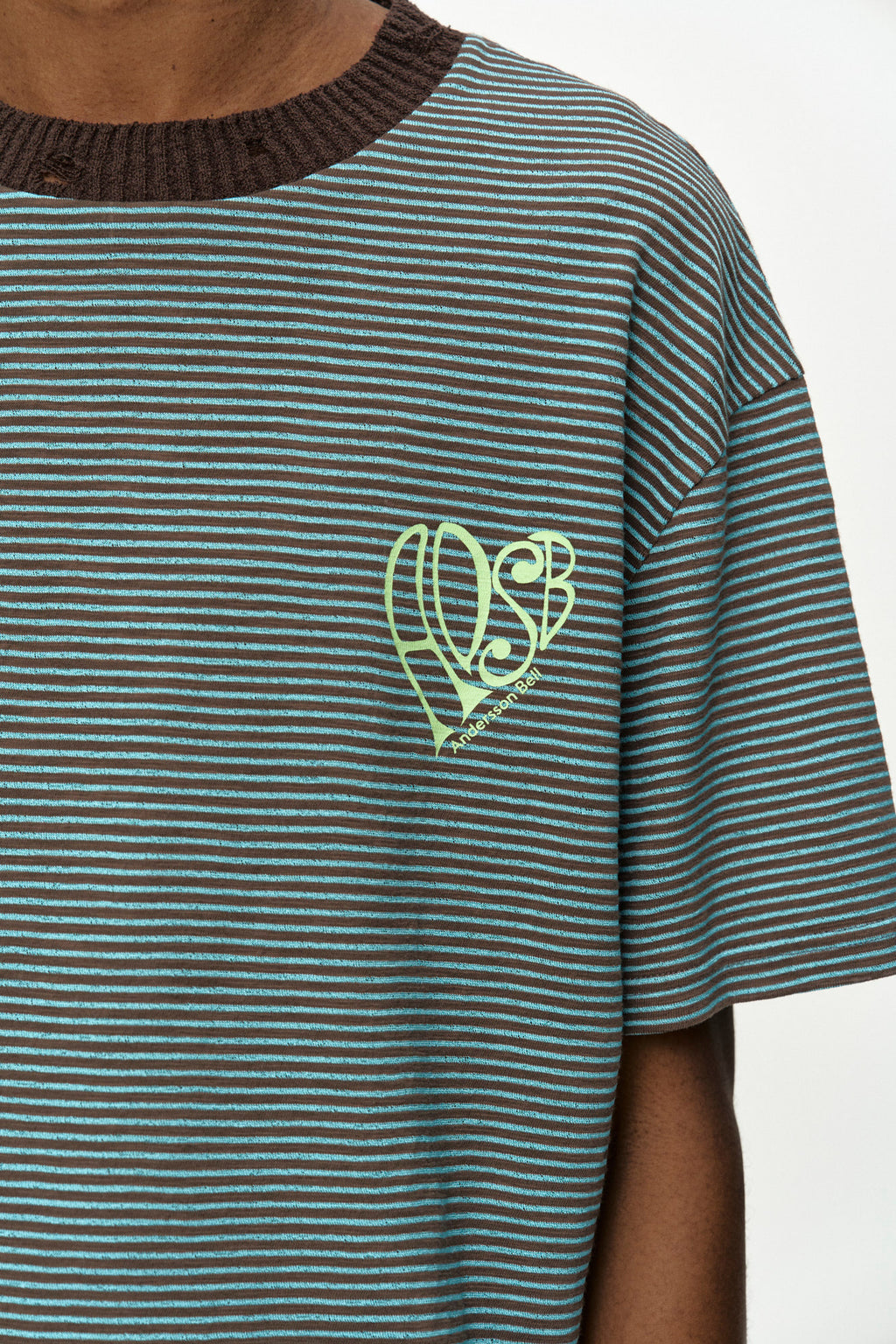 Andersson Bell - (essential) Heart Logo Stripe T-Shirt (Choco/Mint) product image 5 | TRAB K-Fashion Australia