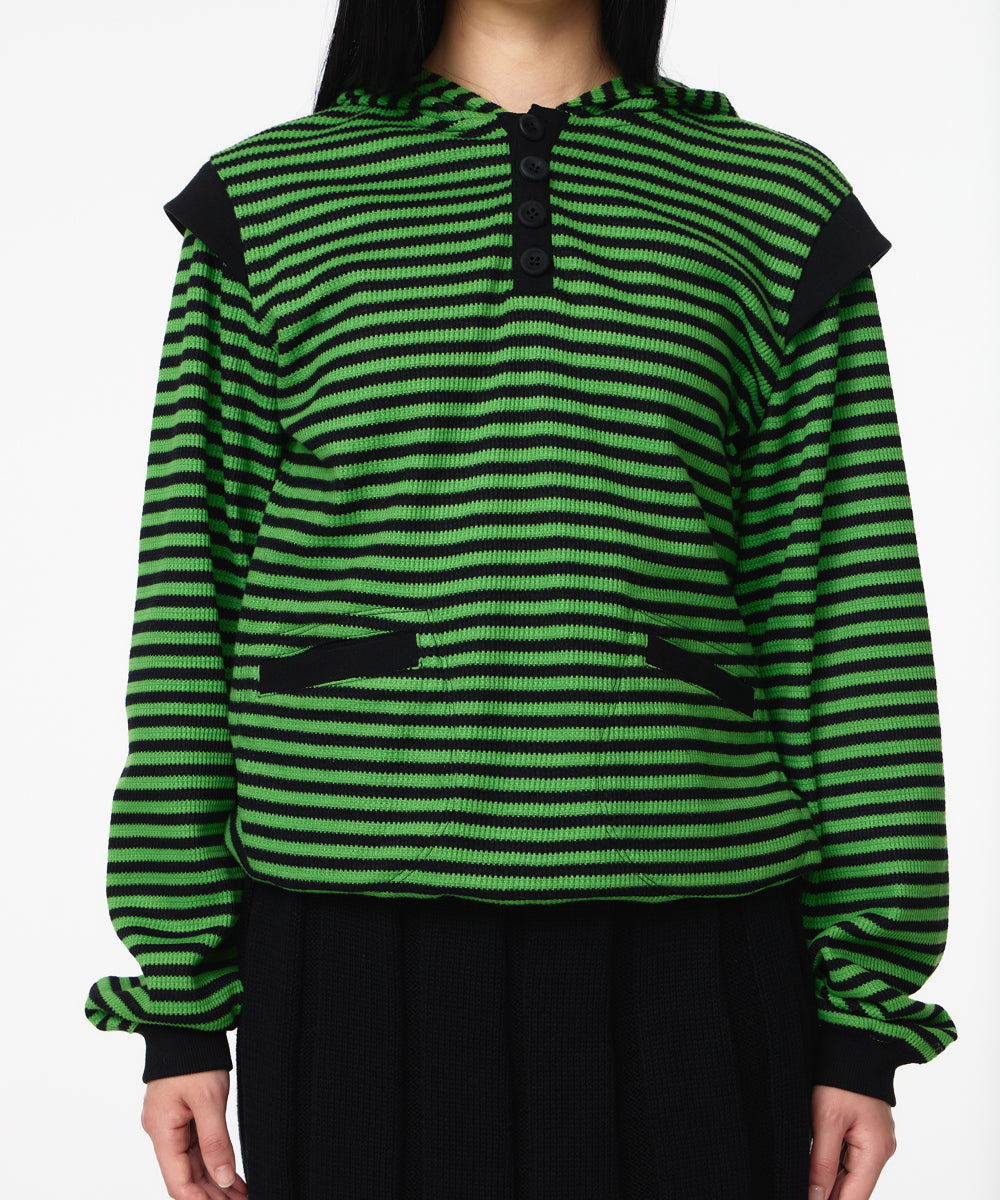 Coyseio - Striped Flared Sleeve Hoodie (Green) product image 7 | TRAB K-Fashion Australia