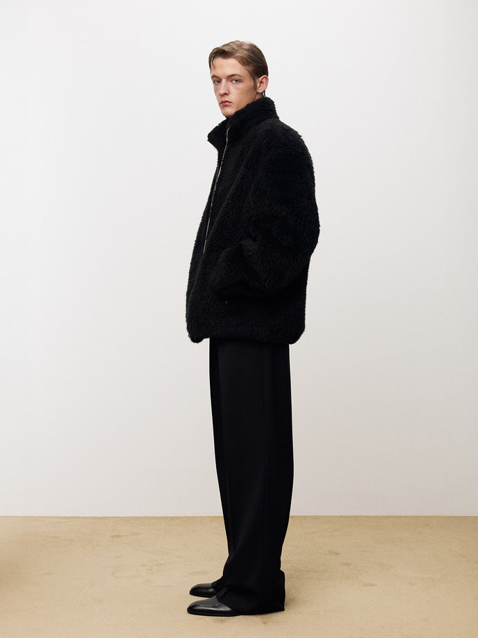 Tonywack - Wool Shaggy Fur Zippered Jacket (Black) product image 3 | TRAB K-Fashion Australia