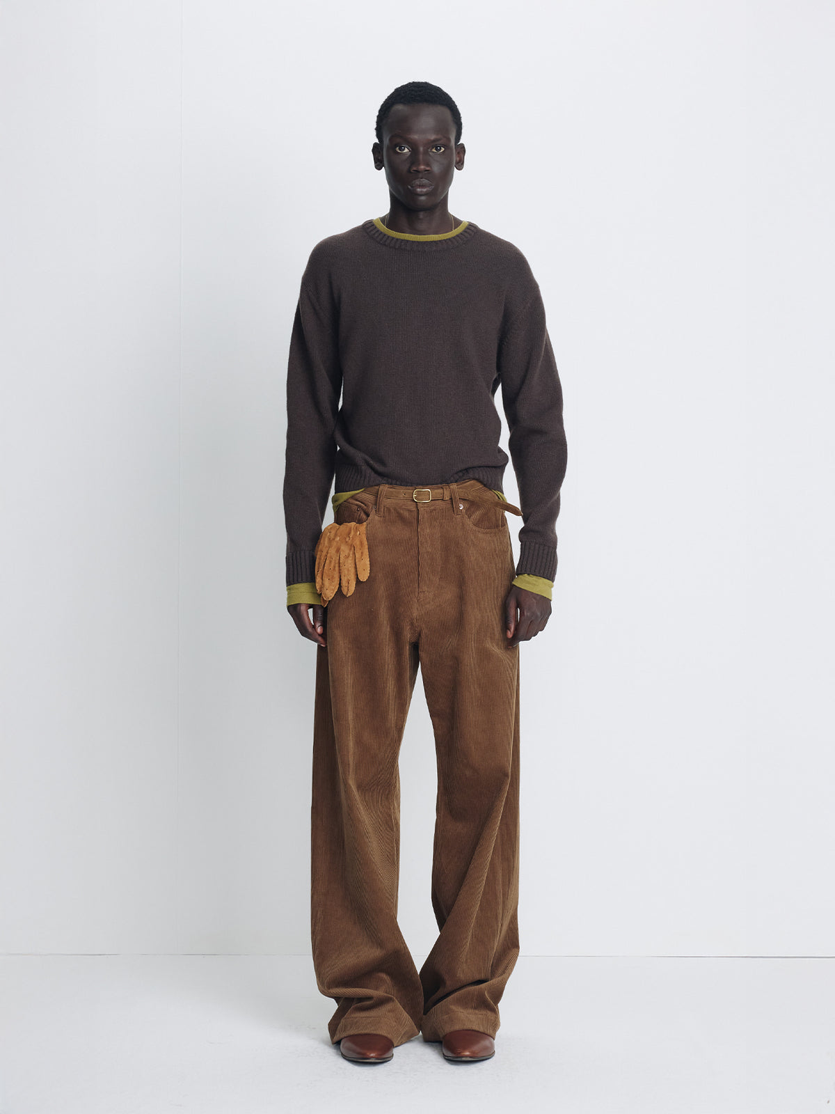 Tonywack - Wool And Cashmere Layered Knit (Brown/Olive) product image 2 | TRAB K-Fashion Australia