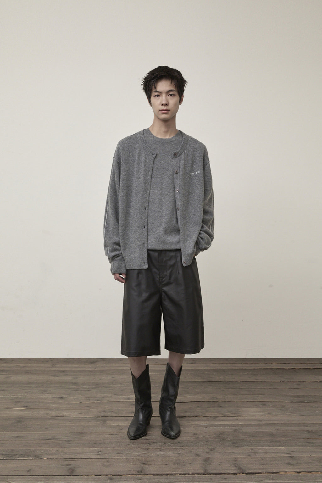 Matin Kim - Cashmere Blended Round Knit Cardigan (Grey) product image 11 | TRAB K-Fashion Australia