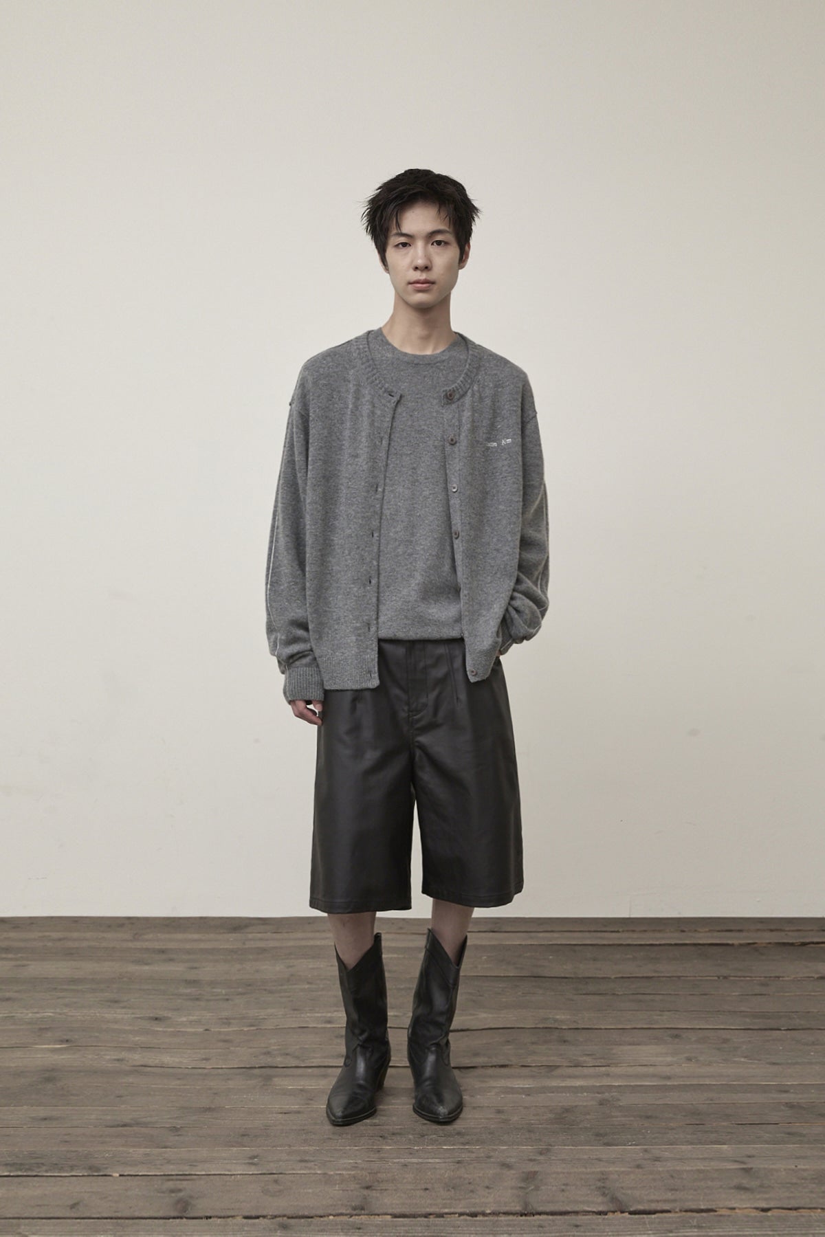 Matin Kim - Cashmere Blended Round Knit Cardigan (Grey) product image 11 | TRAB K-Fashion Australia