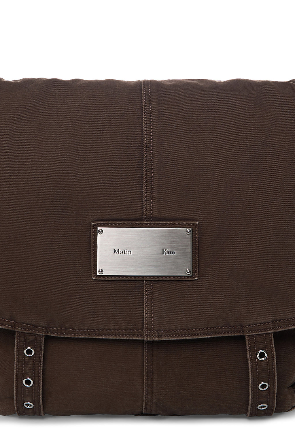 Matin Kim - Vintage Washed Cotton Messenger Bag (Brown) product image 4 | TRAB K-Fashion Australia