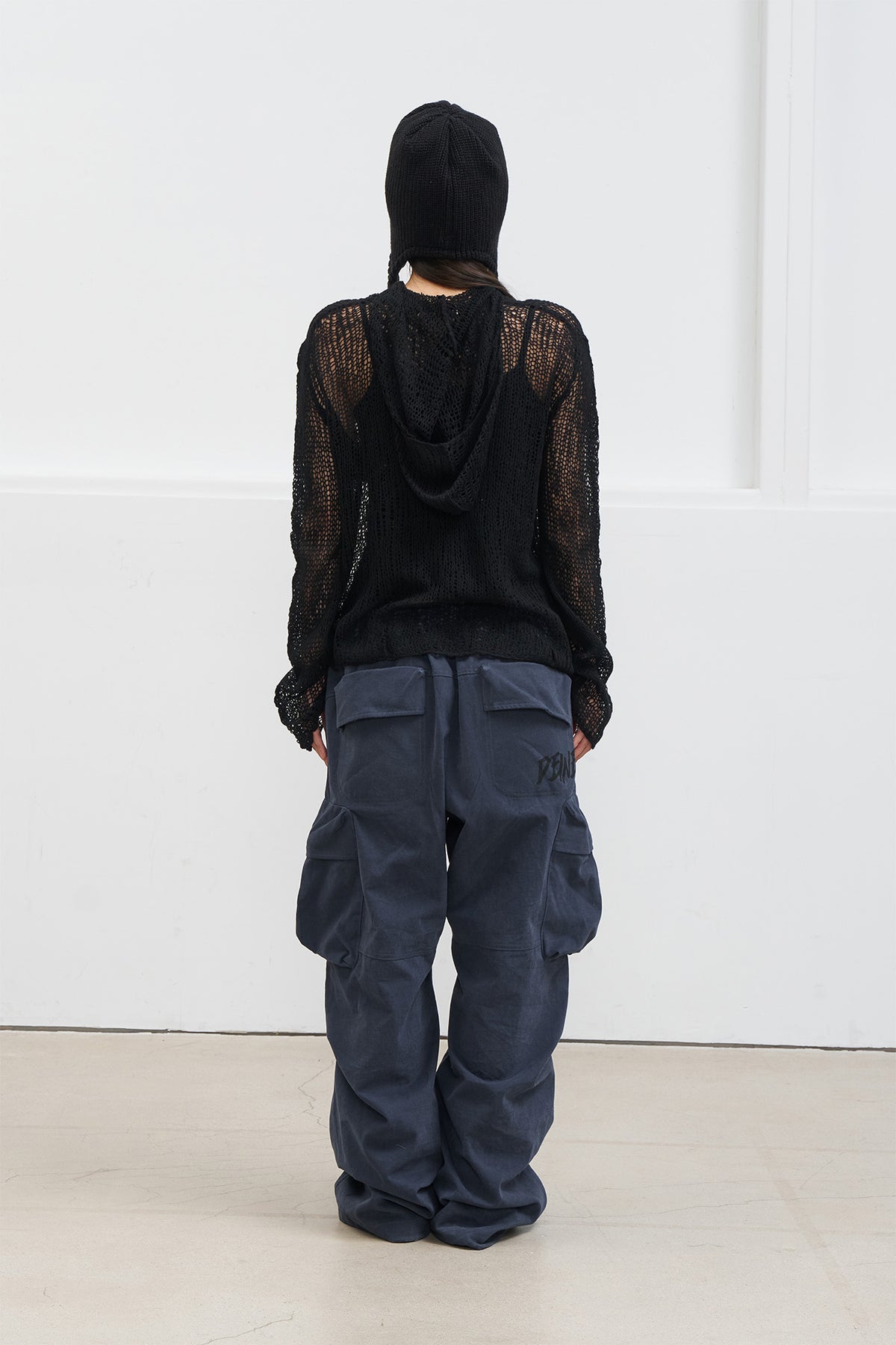 Deinet - Loose Mesh Knit Hoodie (Black) product image 3 | TRAB K-Fashion Australia