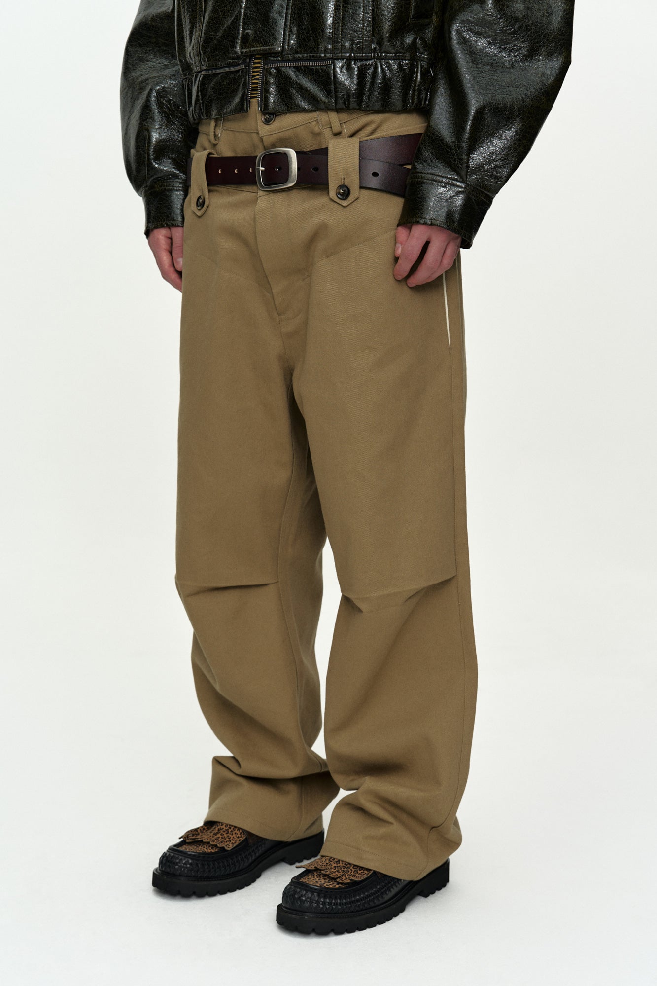 Andersson Bell - Double Waistband Wide-Leg Trousers (Beige) product image 6 | TRAB K-Fashion Australia